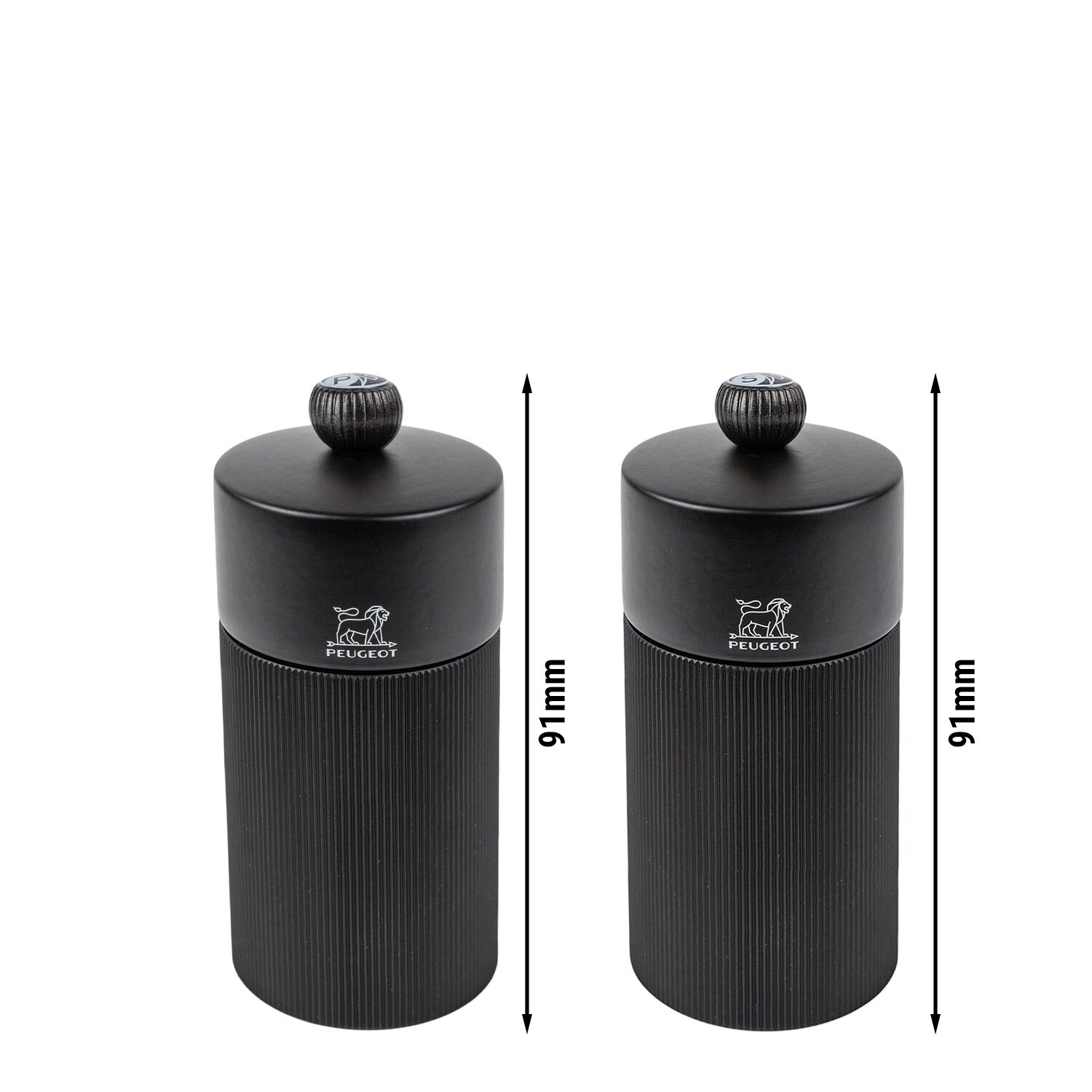 (6 pièces) PEUGEOT | NIGHT Chic Line – Moulin à sel & poivre – Hauteur : 120 mm – Noir mat