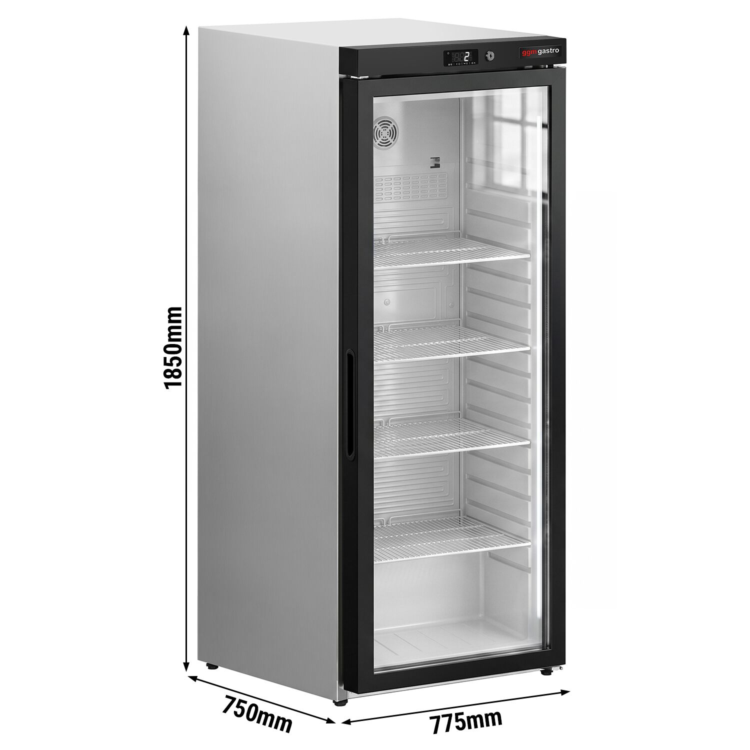 Lagerkühlschrank Edelstahl PREMIUM - 600 Liter - mit 1 Glastür