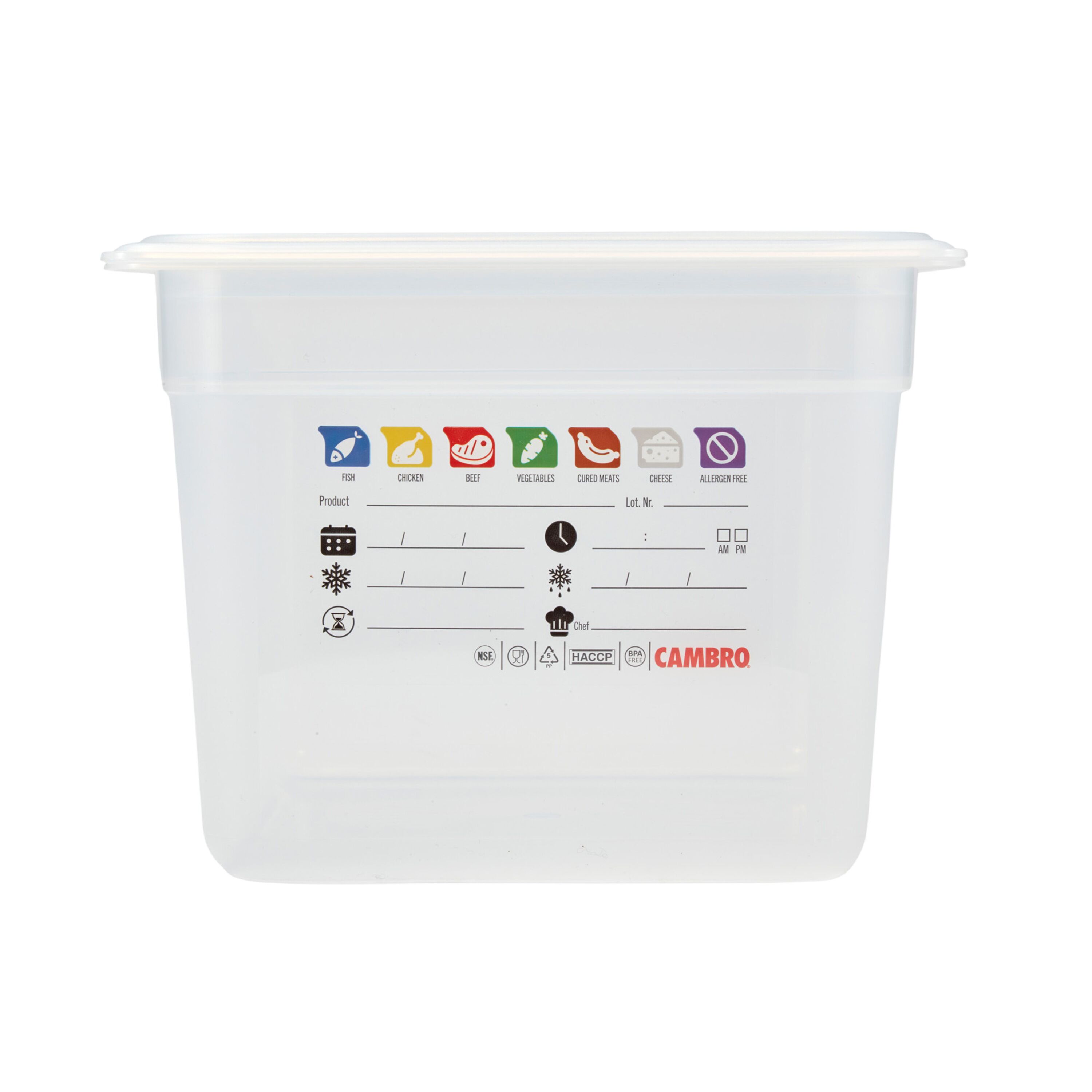 (6 pièces) CAMBRO | SafeTrak - Récipients en polypropylène GN 1/2 - laiteux - Hauteur : 200mm