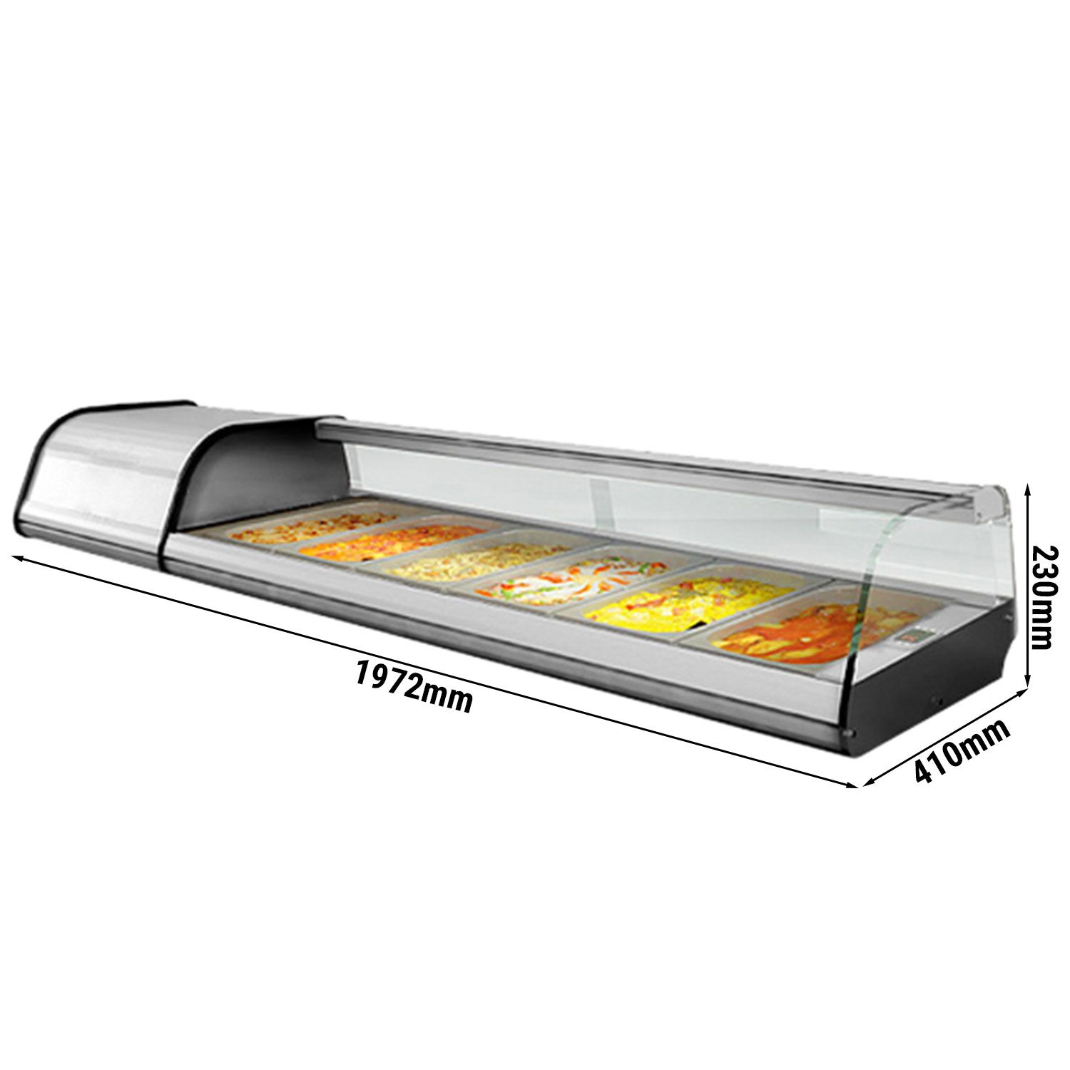 Vitrine à tapas réfrigérée PREMIUM PLUS avec éclairage LED - 1972x410mm - 8x GN 1/3