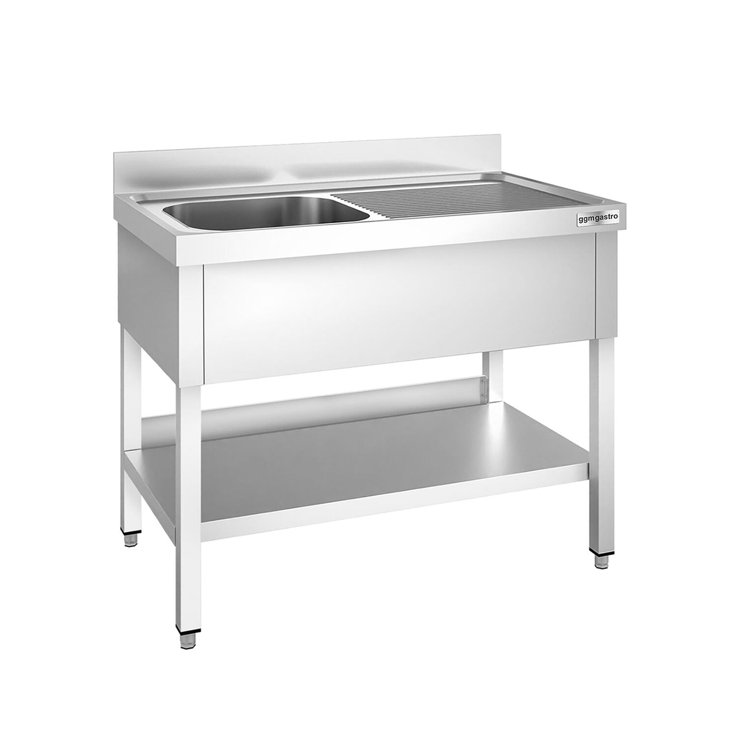 Plonge en inox PREMIUM - 1000x600mm - avec étagère basse - 1 bac à gauche