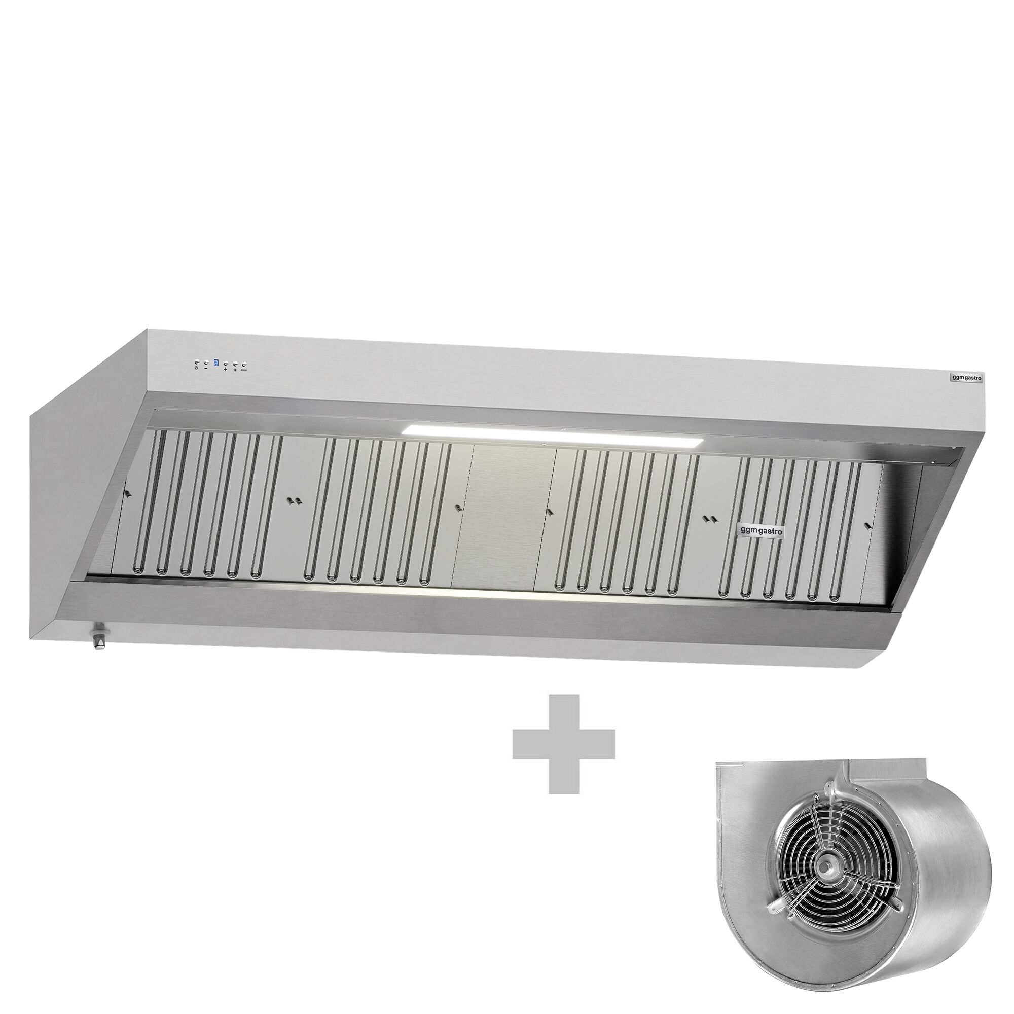 Hotte murale avec moteur - 2000mm - avec régulateur, filtre & lampe
