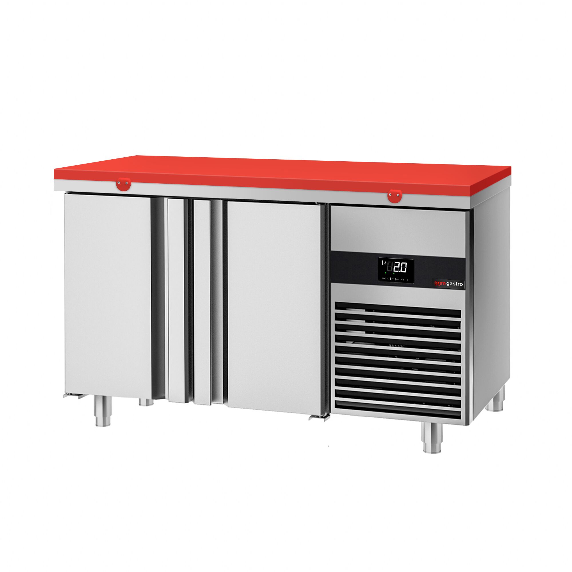 Table réfrigérée PREMIUM - 1400x700 mm - avec 2 portes - incl. planche à découper rouge
