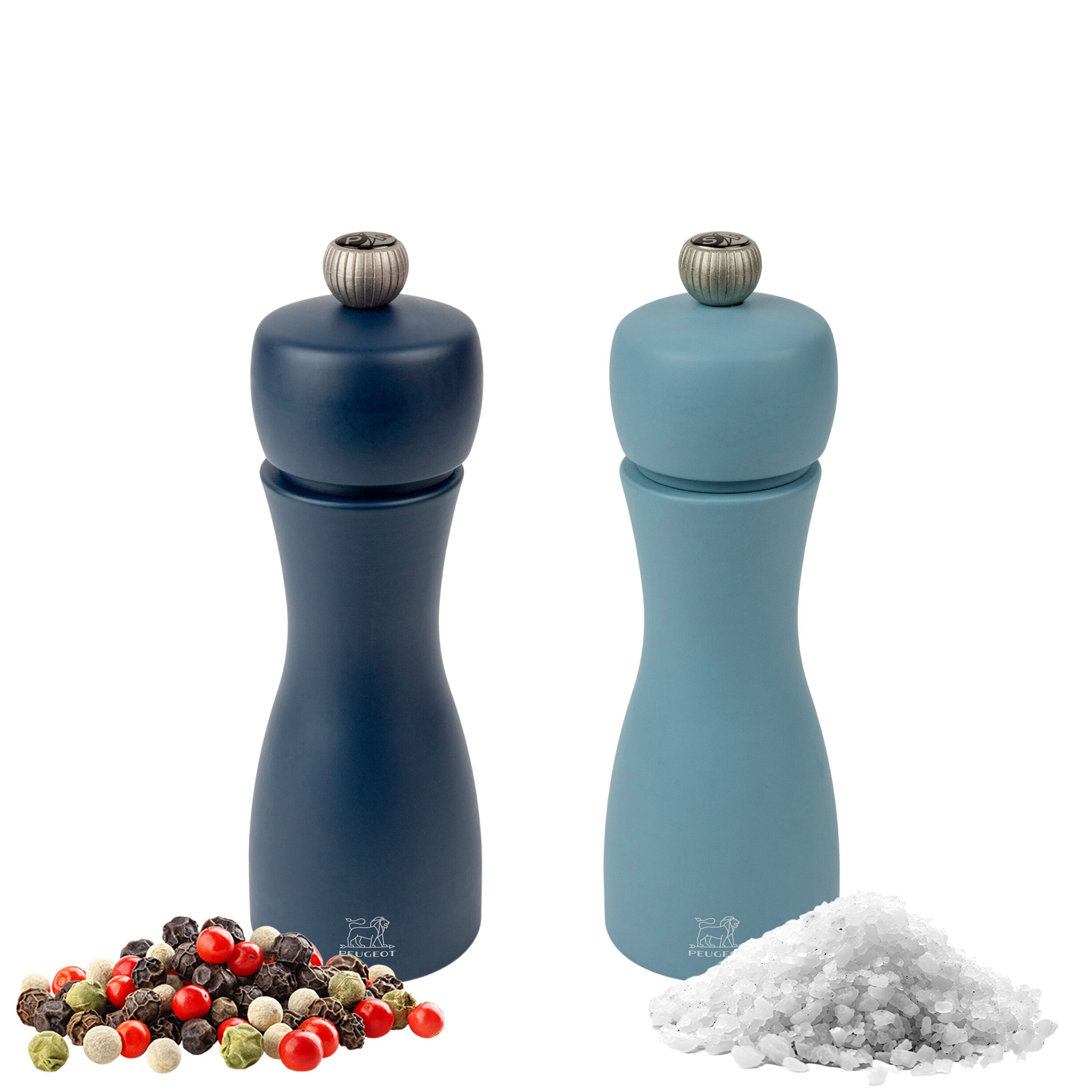 (6 pièces) PEUGEOT | TAHITI LUFT - Moulin à sel & à poivre - Bois - Bleu - Hauteur : 150 mm