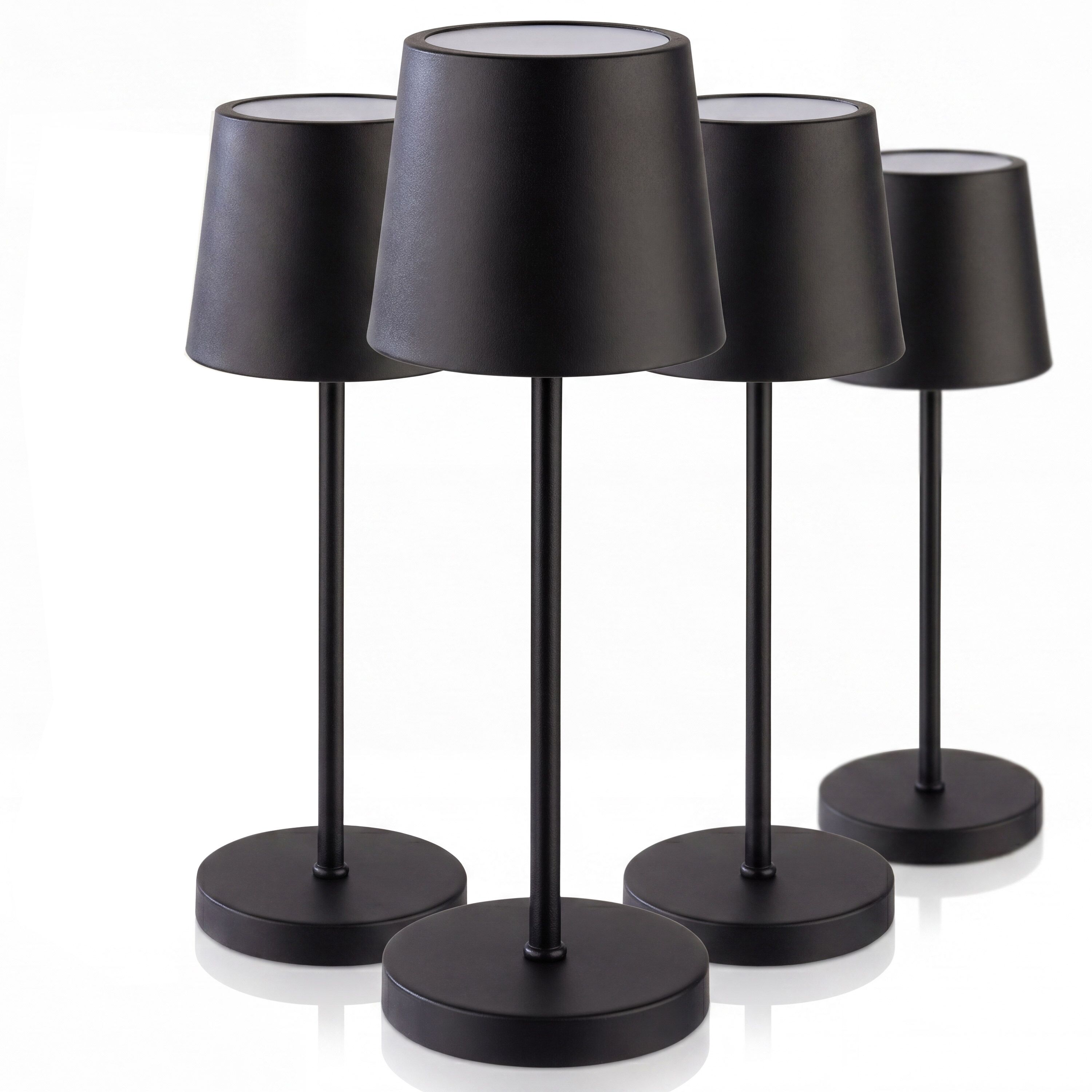 (4 pièces) Lampe de table – MERLE – dimmable en 3 niveaux – Ø 110 mm – Noir