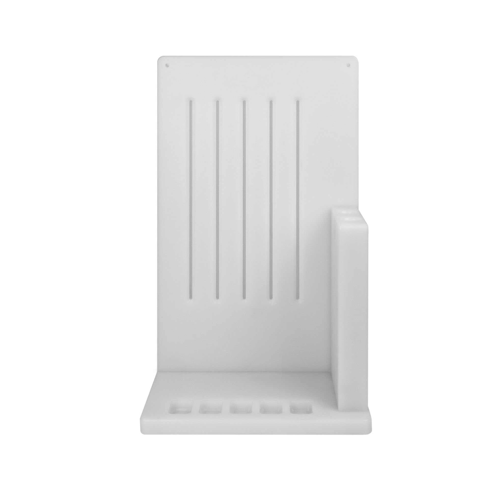 Knife Rack - with Slots for 5 Knives & 2 Sharpeners - Polyethylene - 301x501x202mm - White