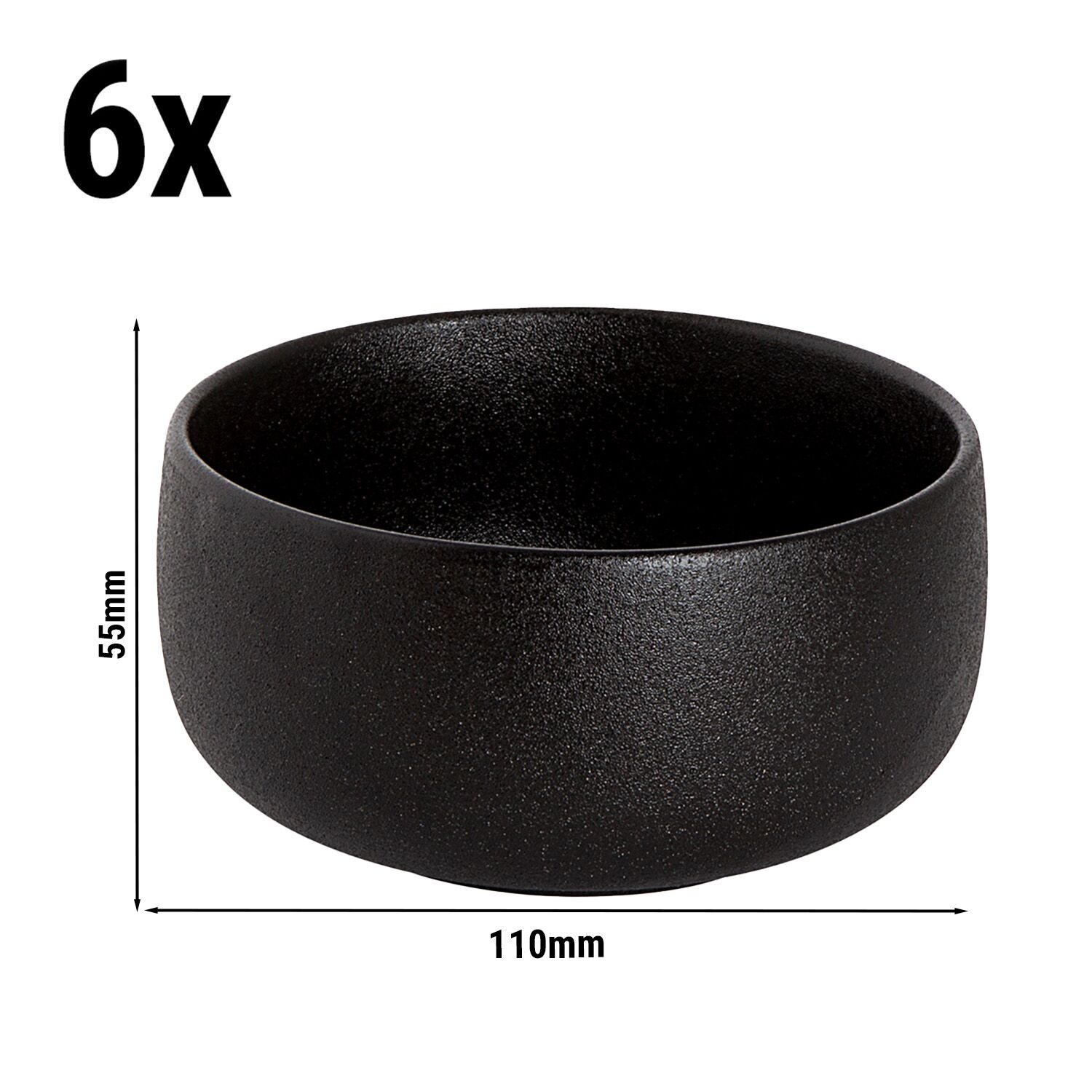 (6 pcs) Coupe - UNIVERSE - Maastricht - Porcelaine - 450ml - Ø 110mm - Profondeur : 55mm - Noir