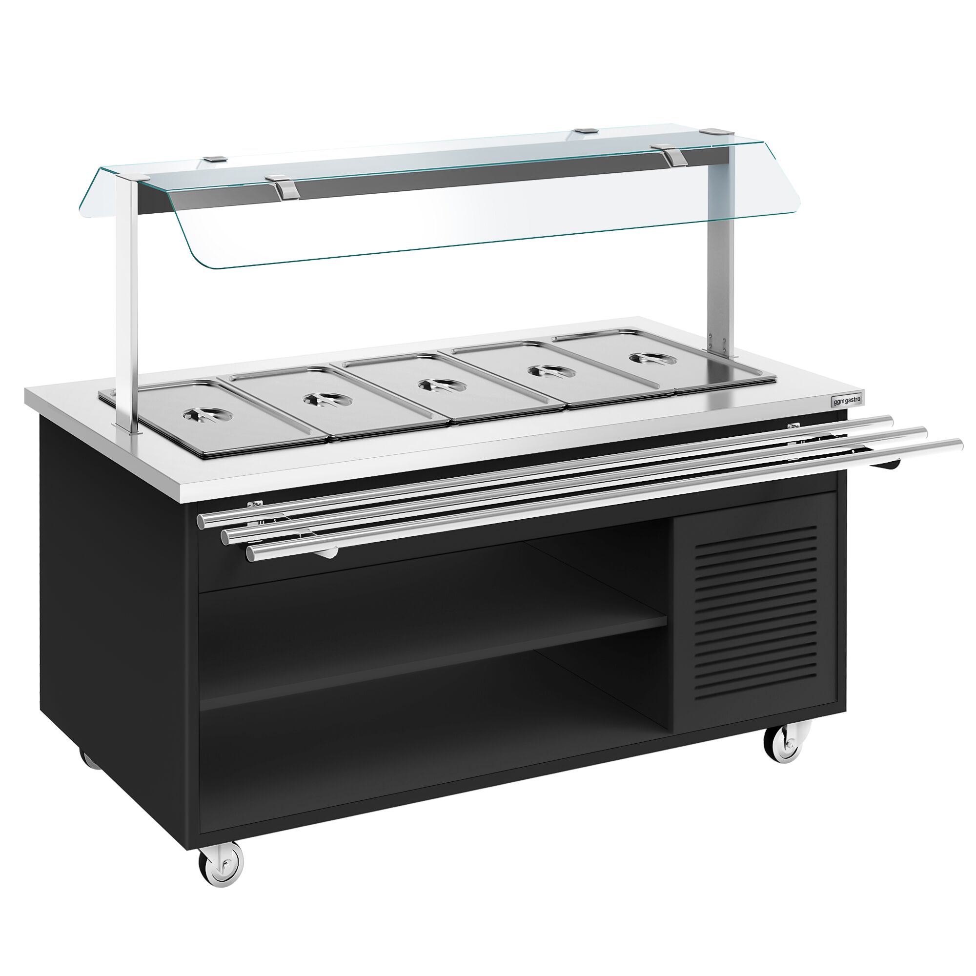 Buffet réfrigéré DANZIG - 1900mm - 5 bacs GN 1/1 - avec Glissière pour plateaux - Noir