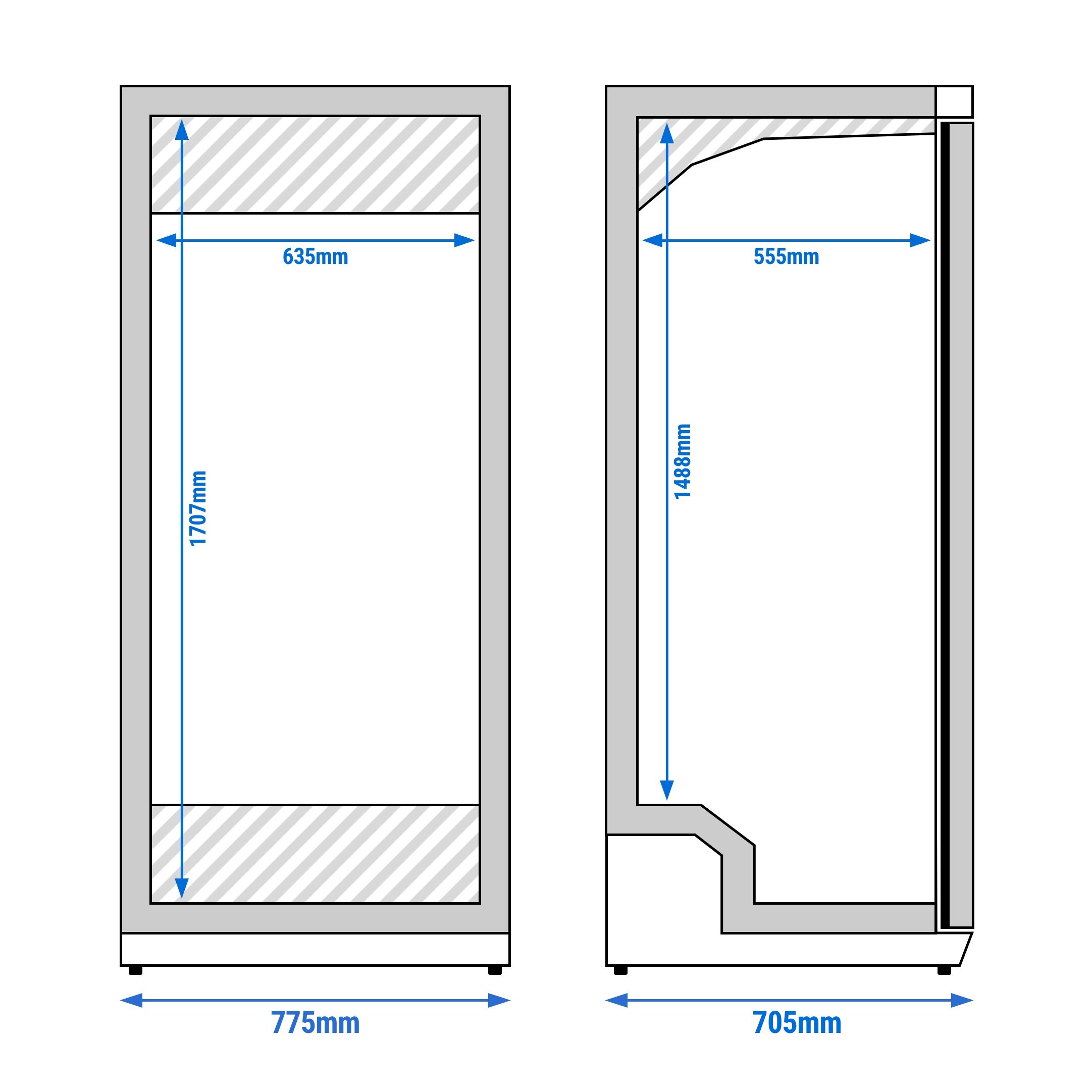 Réfrigérateur de stockage inox ECO – 600 litres – avec 1 porte – intérieur de la porte en plastique