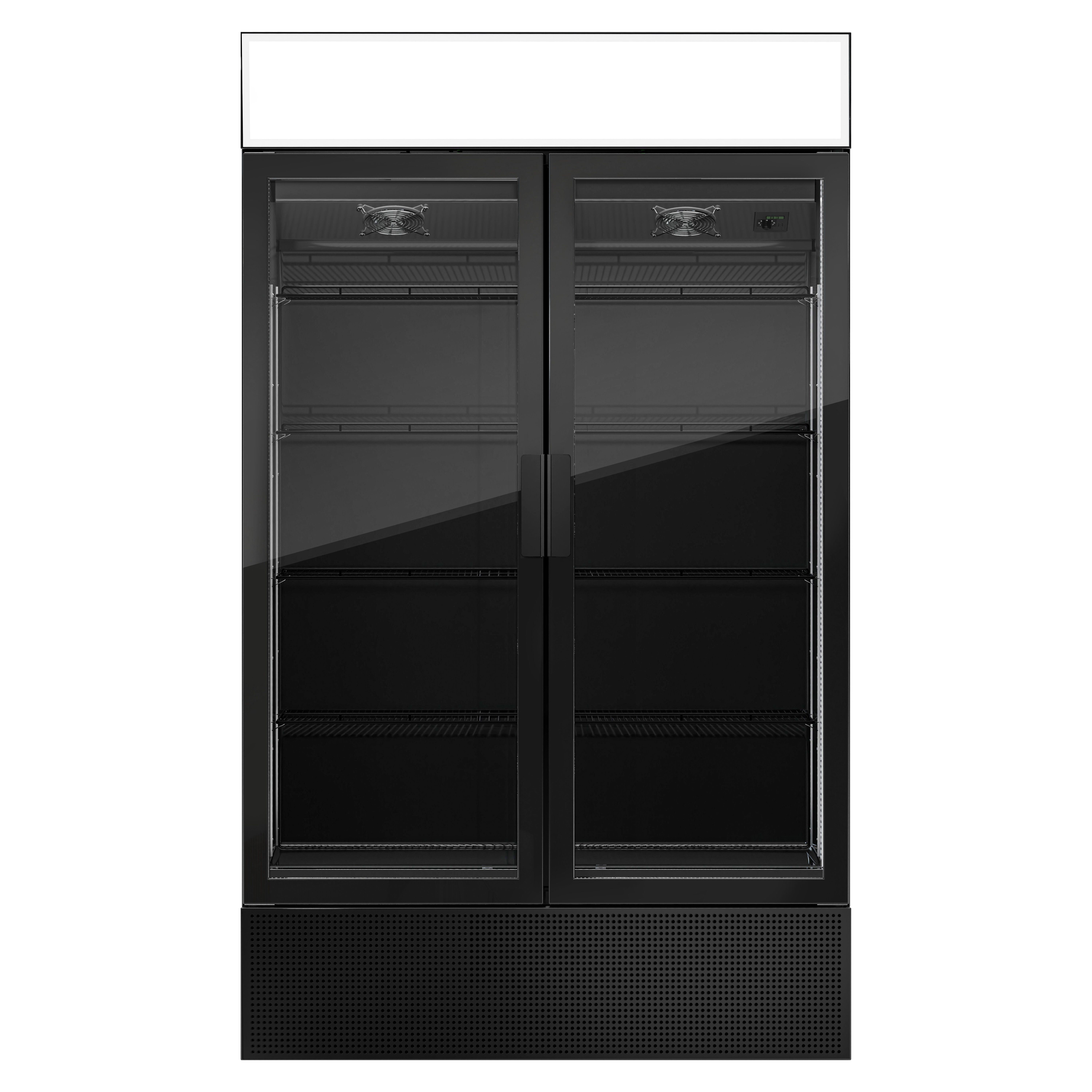 (2 pièces) Vitrine réfrigérée à boissons - 2400 litres - design sans cadre - avec 4 portes vitrées et écran publicitaire