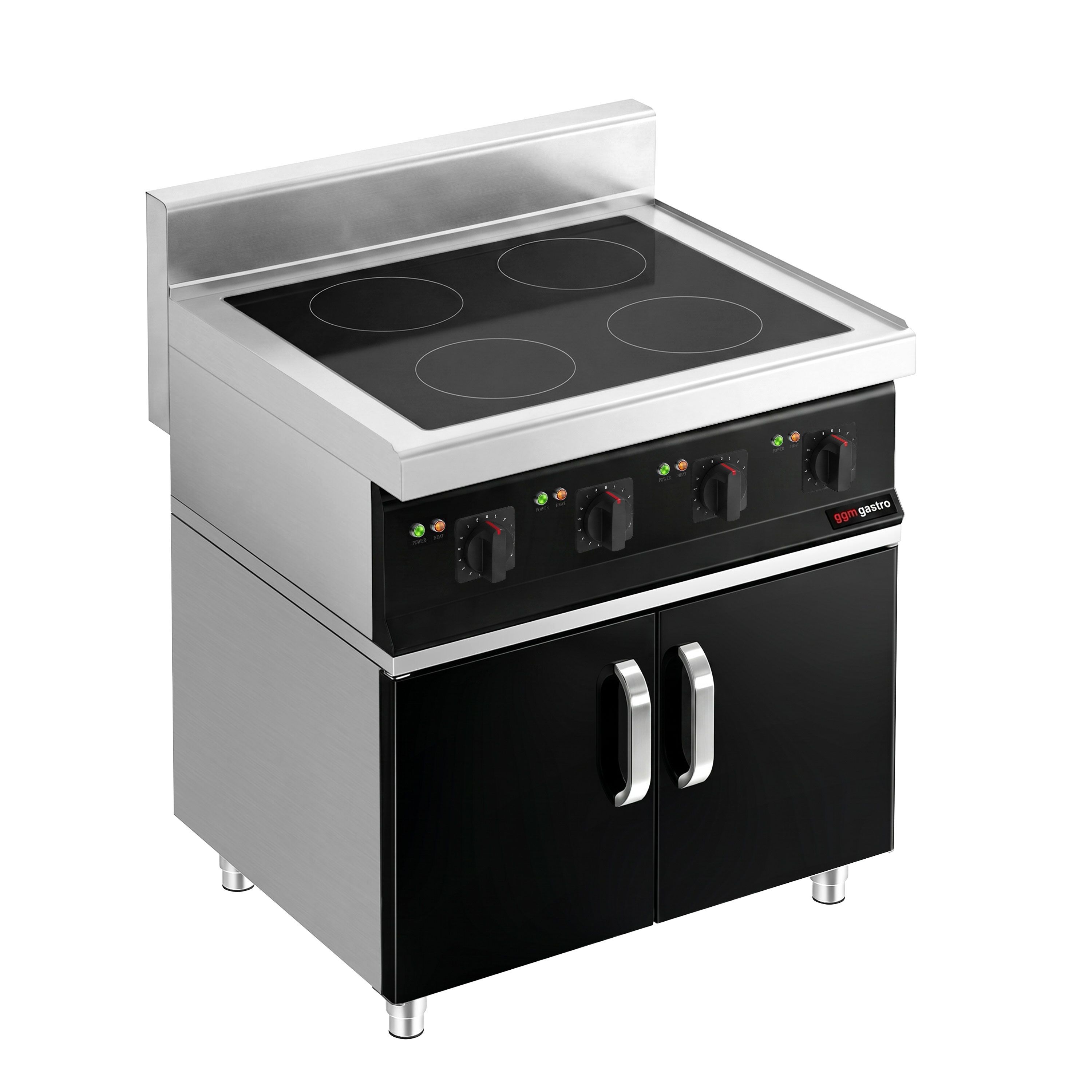 Cuisinière à induction - 14 kW - 4 plaques de cuisson - incl. meuble bas avec 2 portes