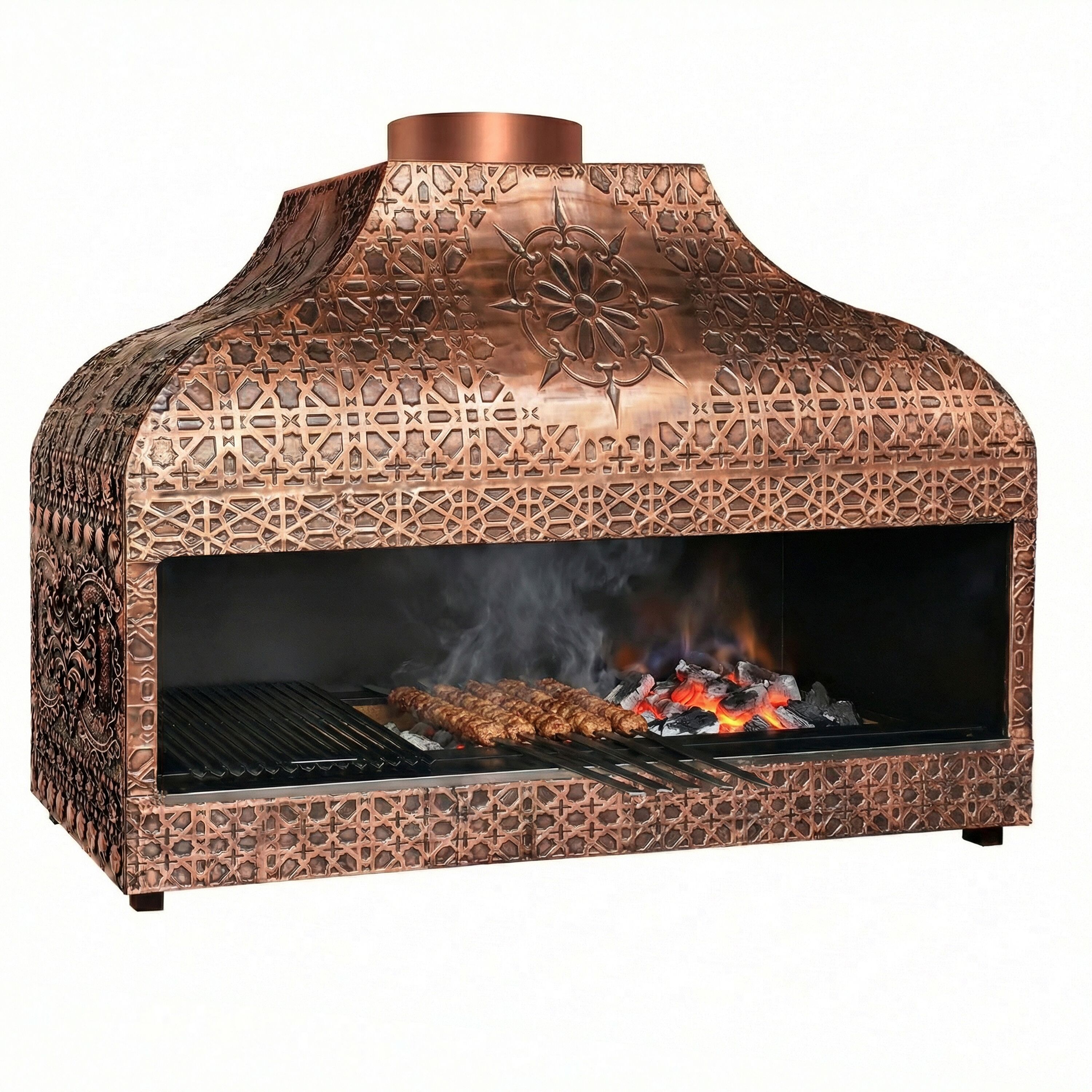 Enclosed Copper Charcoal Grill - 1500mm