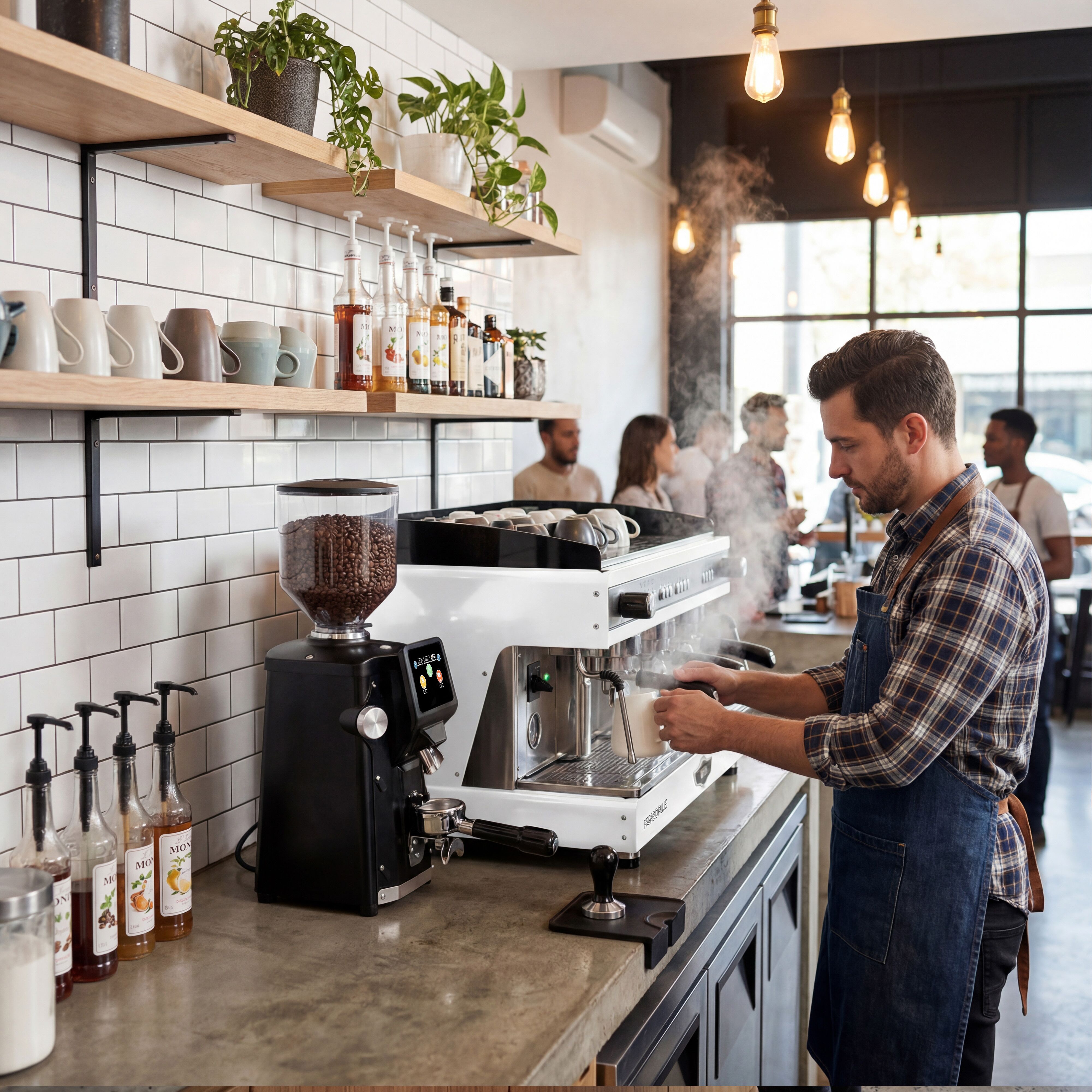 WEGA | Pegaso Plus - Espressor - 3 grupuri - 5,3 kW - cu spumător de lapte și apă fierbinte - Alb