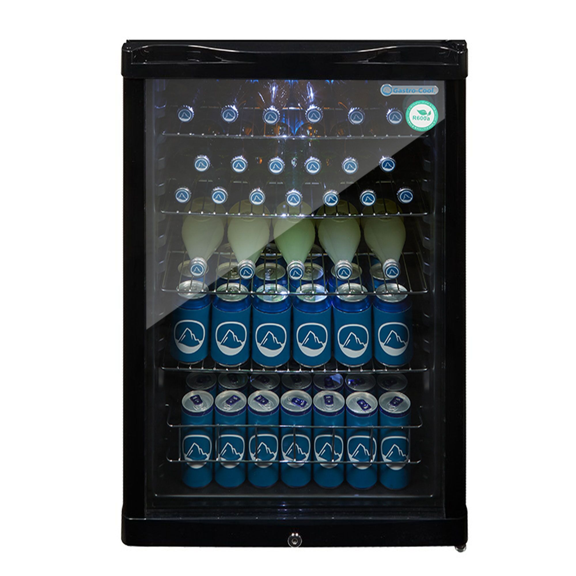 GASTRO-COOL | Barkylskåp - 540 mm - 130 liter - med 1 glasdörr - Svart