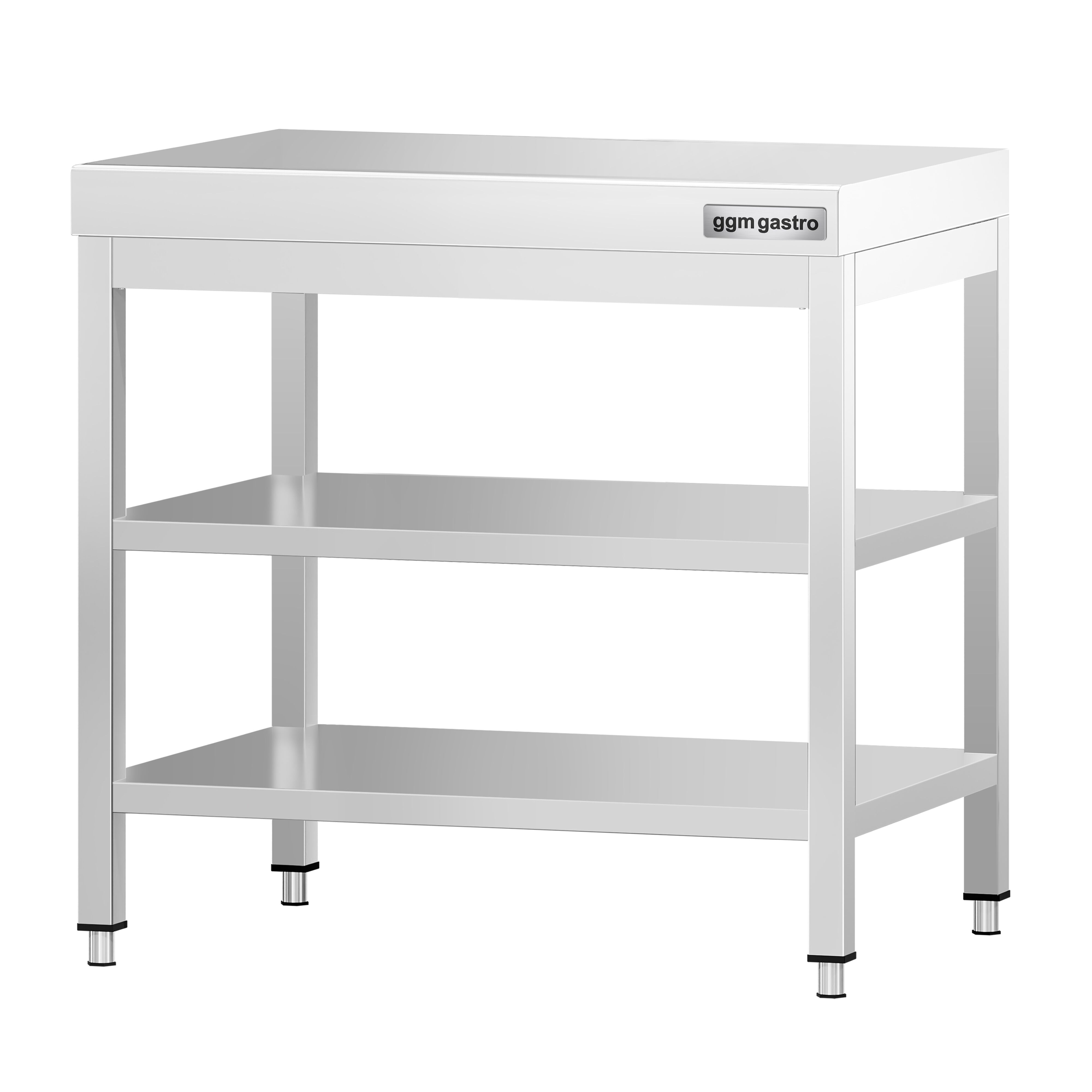 Table de travail inox PREMIUM - 600 x 600 mm - avec tablette inférieure & Tablette intermédiaire