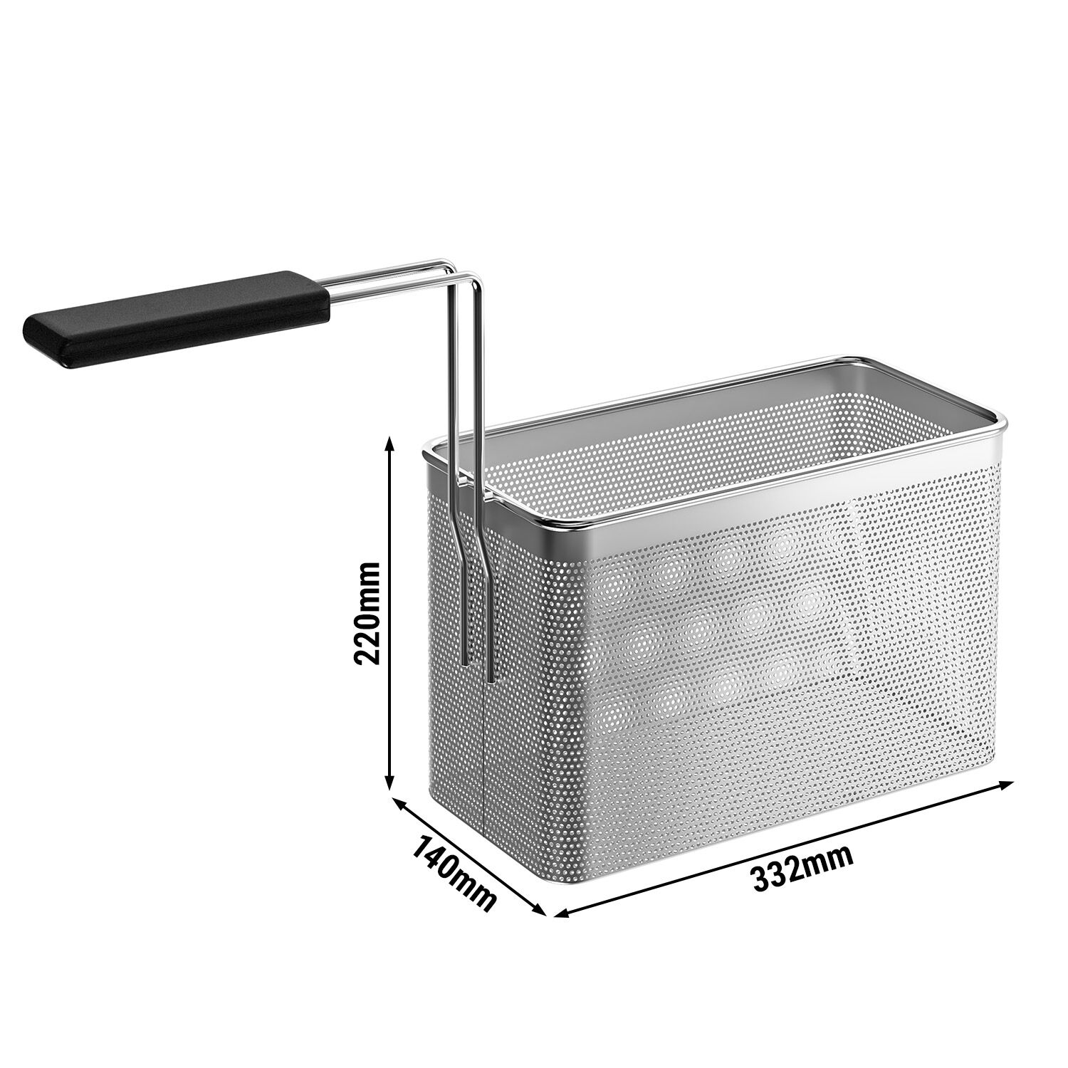 GN 1/2 Panier à pâtes - 140x332x220mm - Inox - avec poignée ergonomique en plastique, coins arrondis, matériaux résistants à la chaleur - pour cuiseur à pâtes - Série Mario - Norme CE