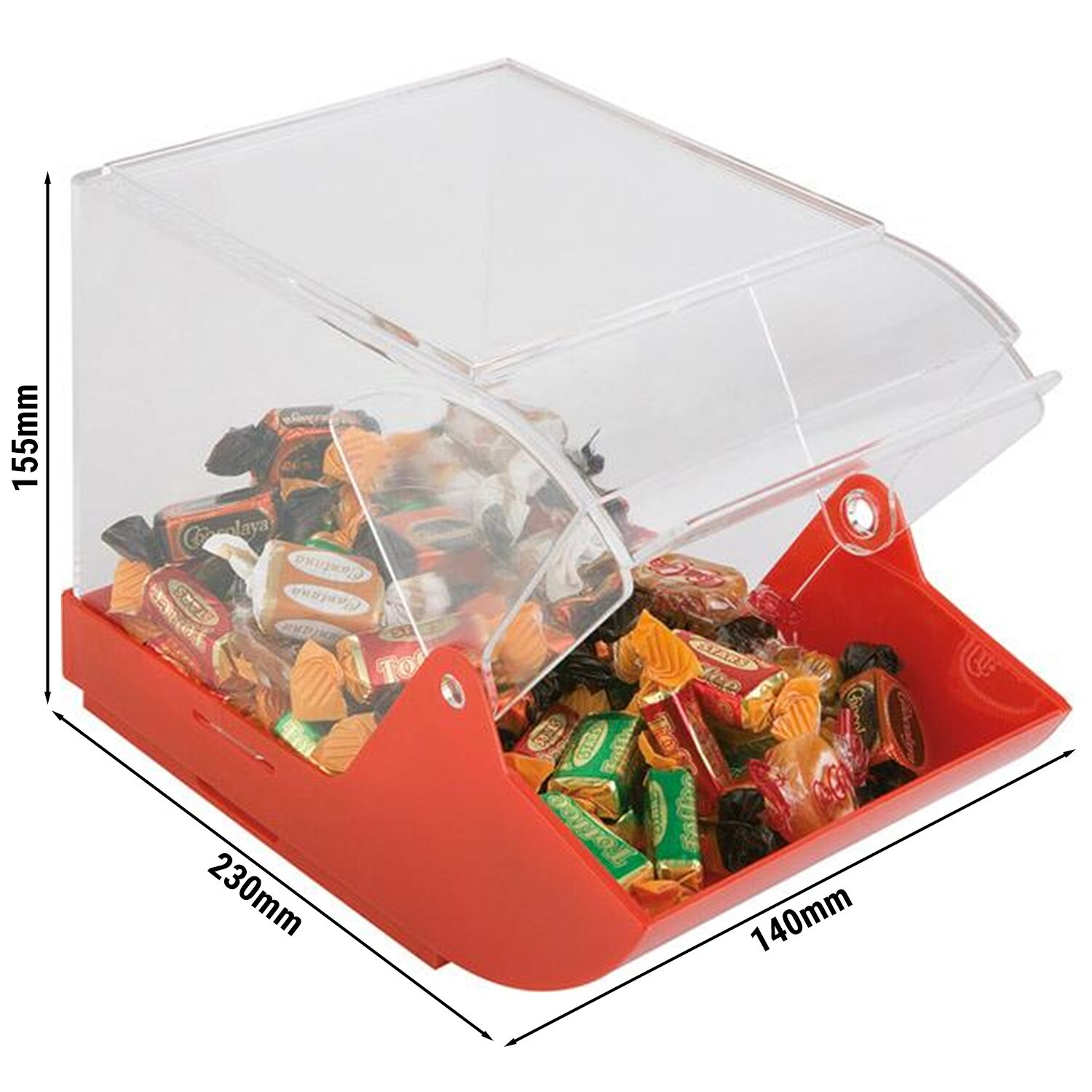 (6 pièces) Boîte universelle - avec couvercle frontal - 230x145 mm - Rouge