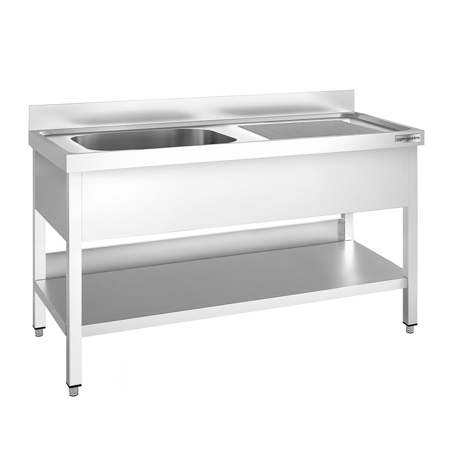 Plonge en inox PREMIUM - 1400x700mm - avec étagère basse - 1 bac à gauche