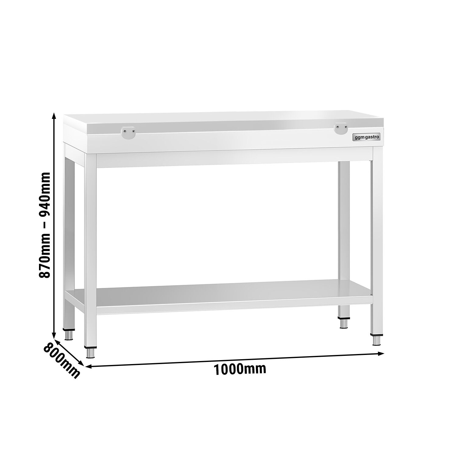 Table de travail en inox PREMIUM - 1000x800mm - avec fond de base y compris plaque de découpe