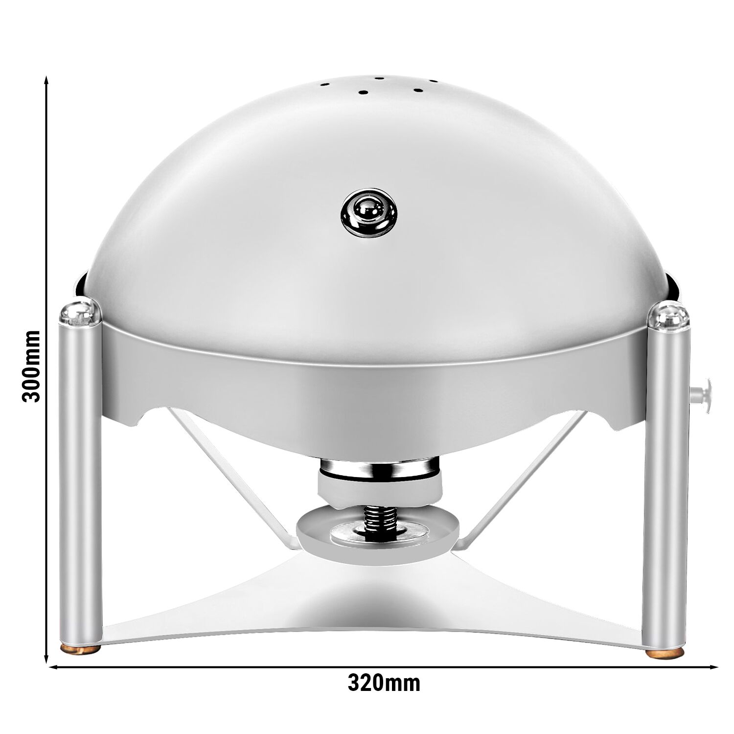 Chafing dish - Rond - avec couvercle roll top - Finition chromée