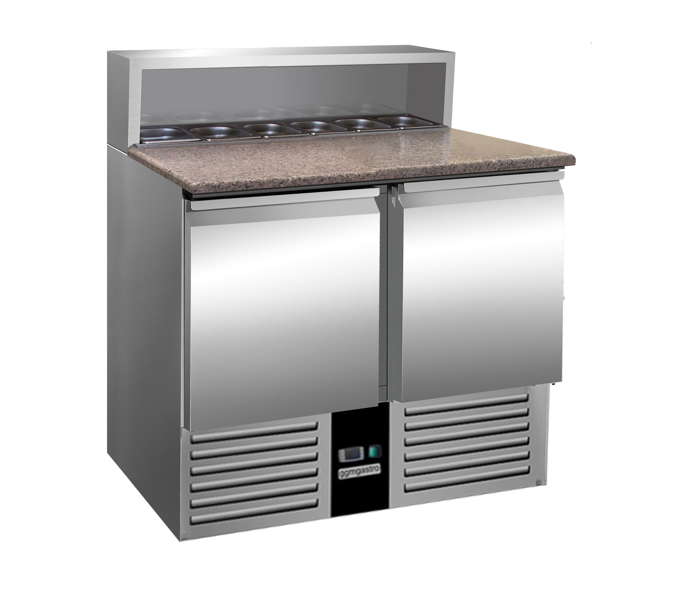 Saladette PREMIUM - 900mm - 2 Türen - für 5x 1/6 GN-Behälter - Edelstahlaufsatz