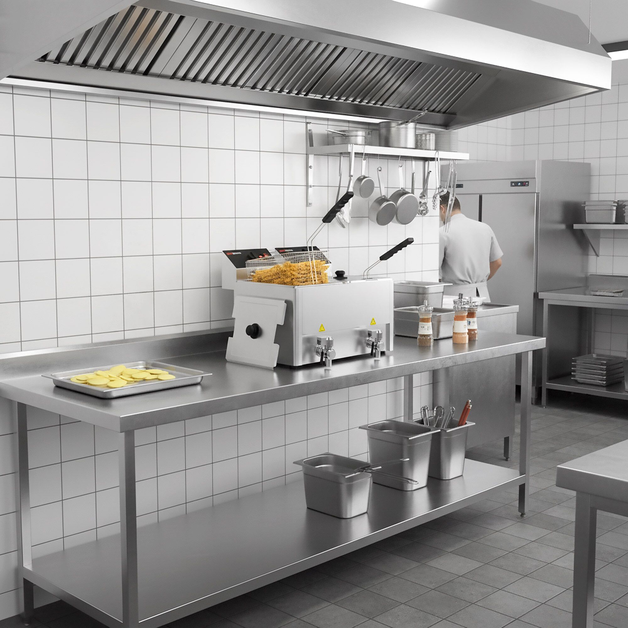 Friteuse électrique double – 8+8 litres – 6,5 kW – avec robinet de vidange