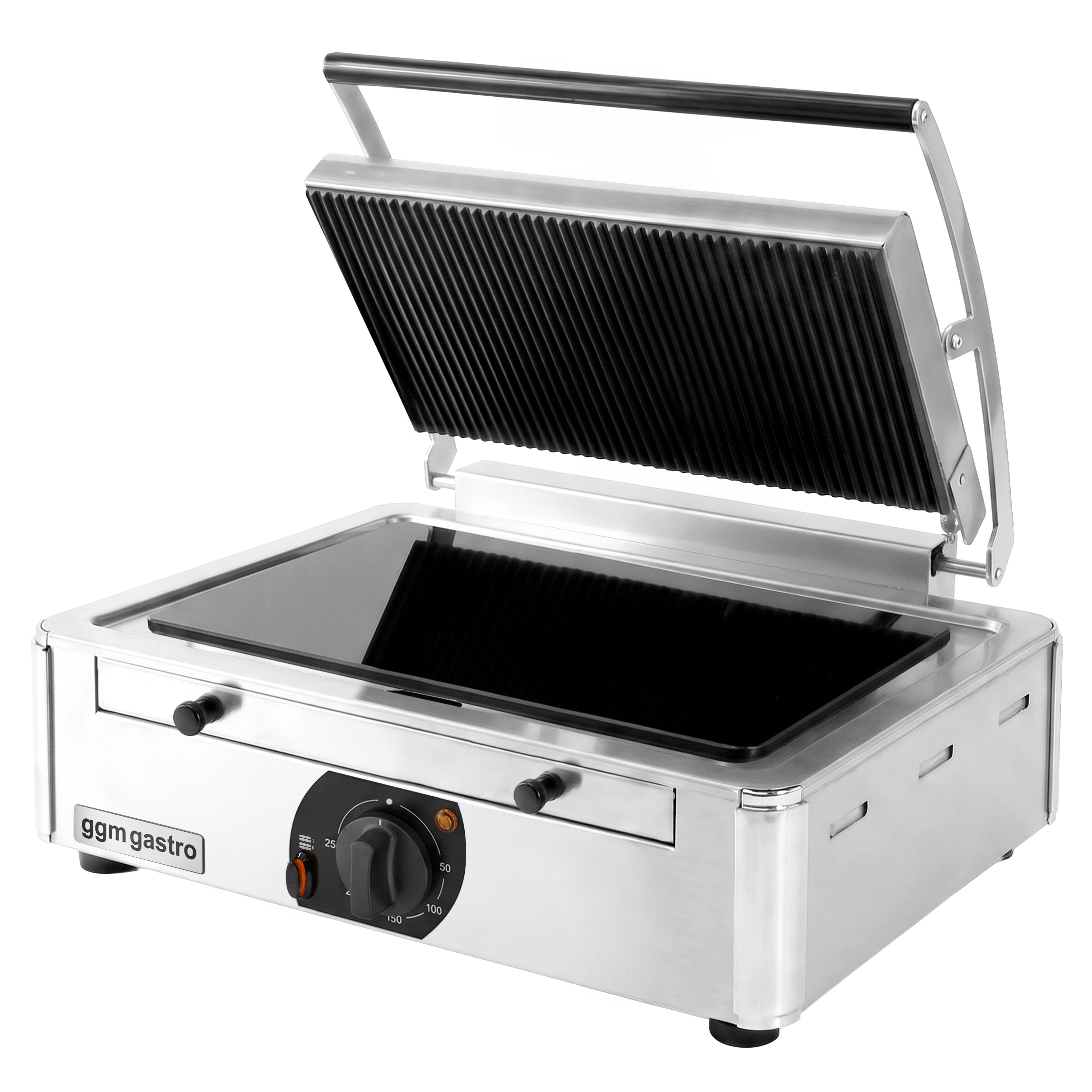 Glass Ceramic Contact Grill – 3 kW – Smooth Bottom & Ribbed Top – Grilling Surface: 345x220mm