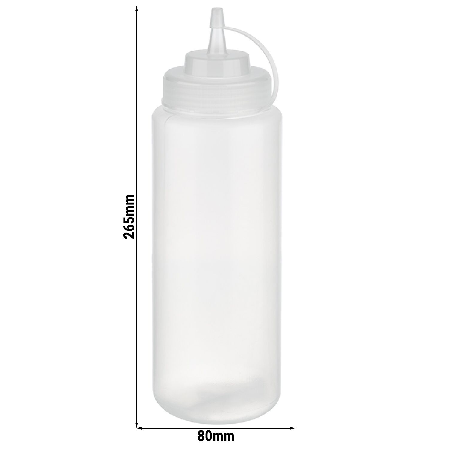 (6 pcs) Bouteille à sauce souple - 1020ml - Ø80mm - avec bouchon à vis et capuchon - Transparent
