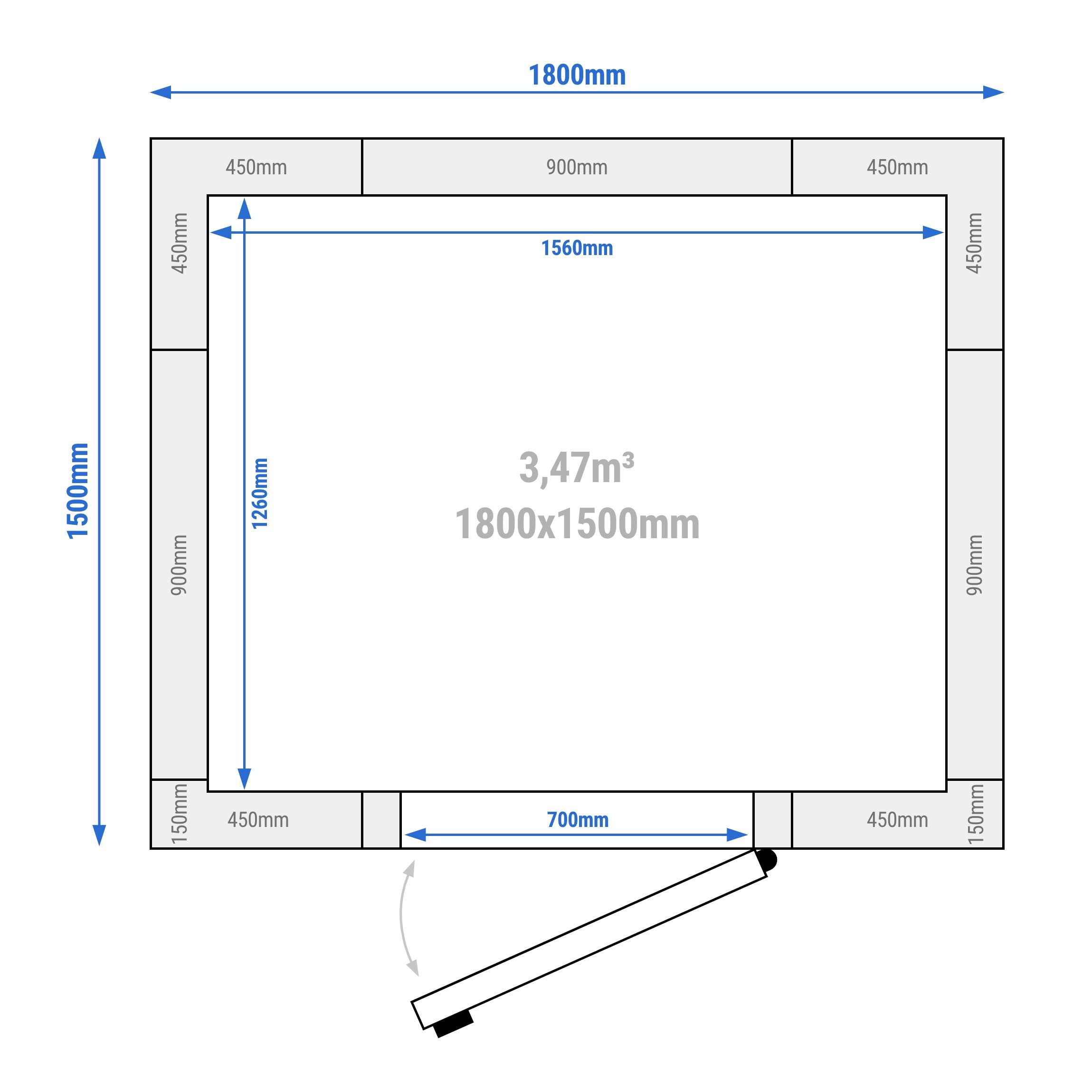 Chambre de congélation – 1800 × 1500 mm – 3,47 m³