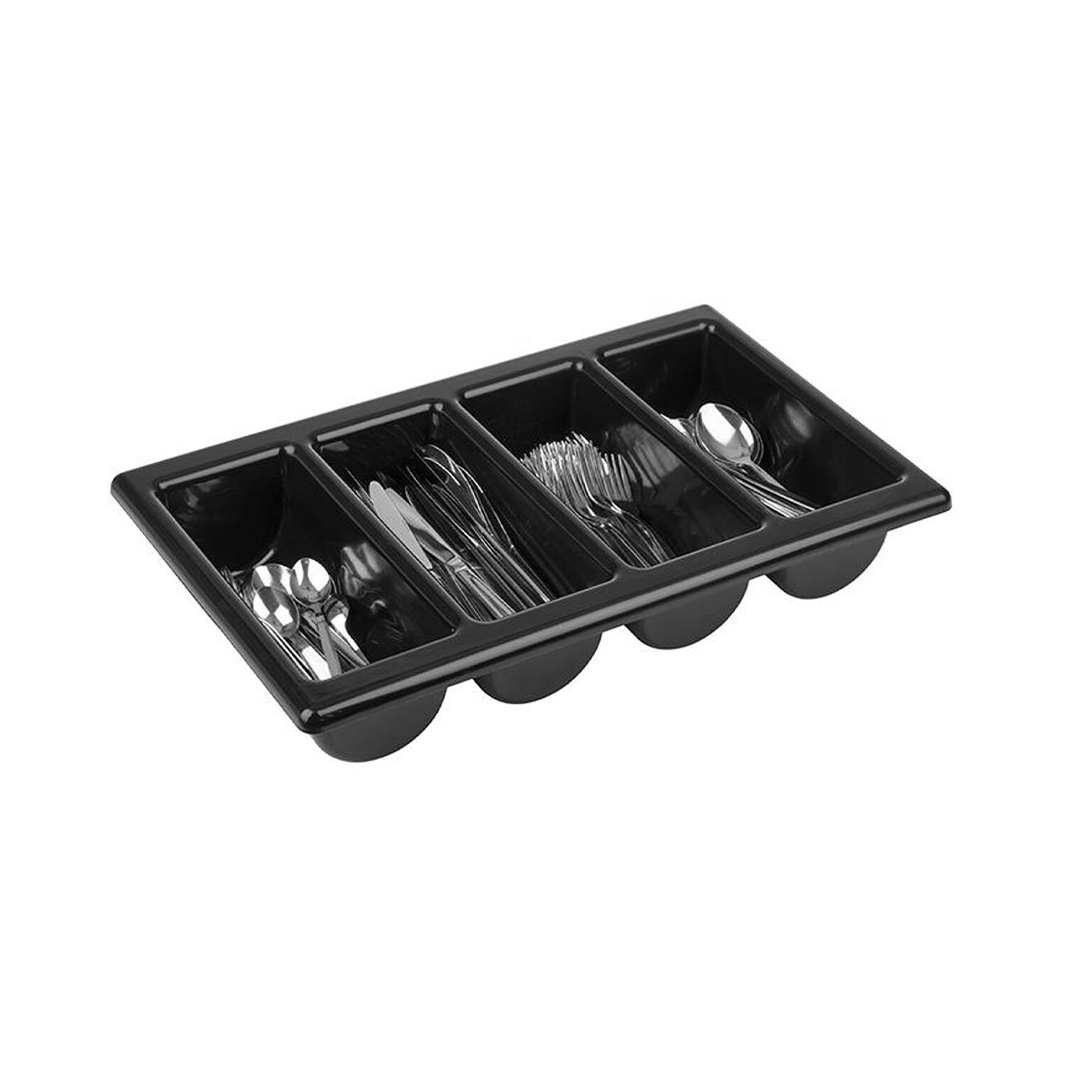 (6 Pièces) Bac à Couverts GN 1/1 - 530 x 325 mm - Polypropylène - 4 Compartiments