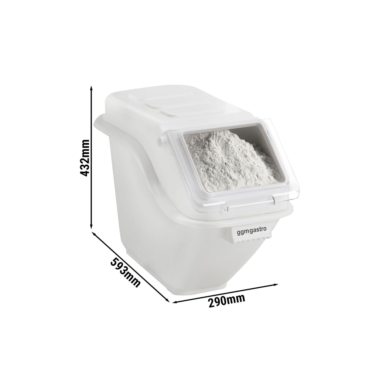 Ingredient Bin - with Flip Lid - 20L - Polypropylene - White - Stackable
