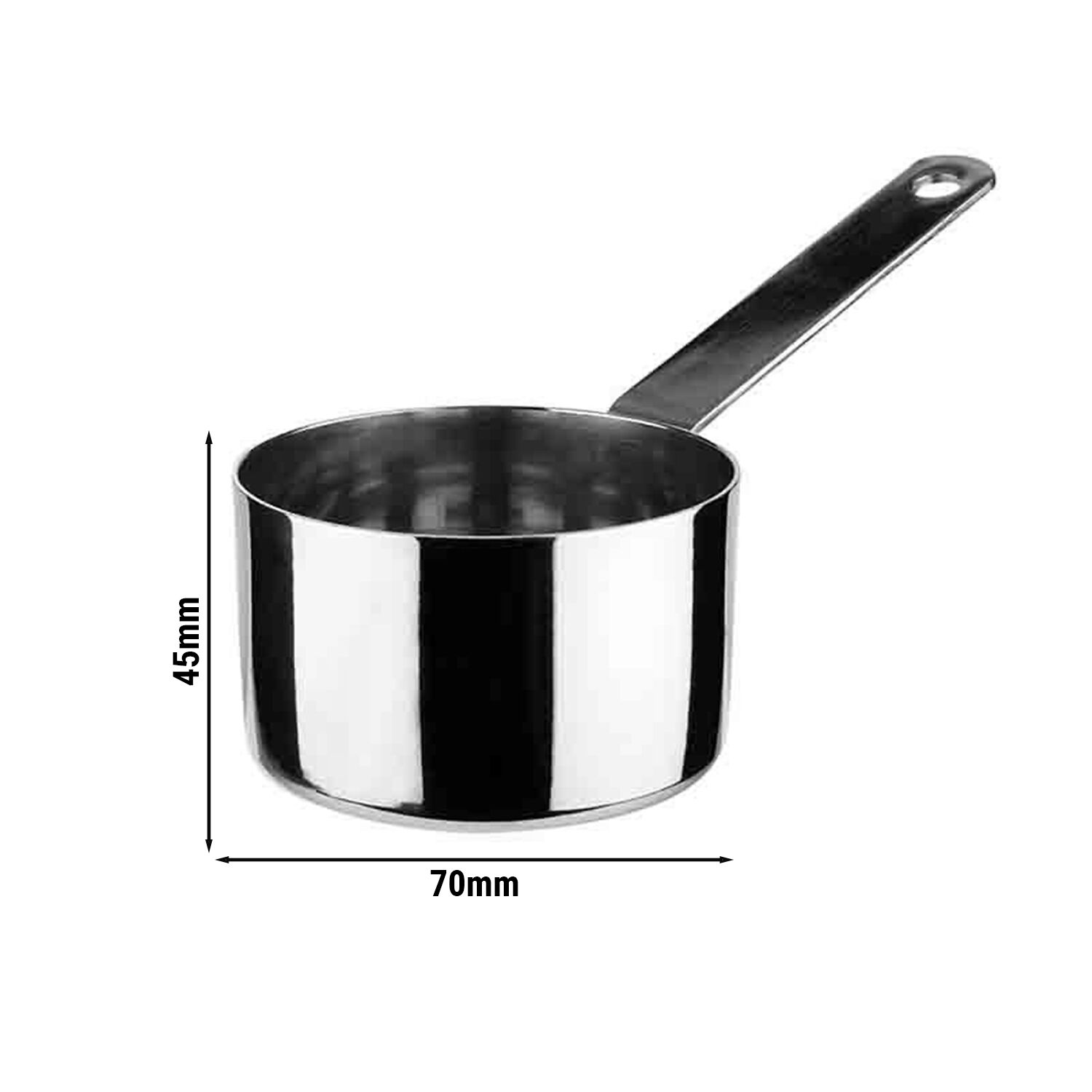 (36 pcs) Mini poêle POLARIS - Acier inoxydable - 0,12L - Ø70mm - Hauteur:45mm