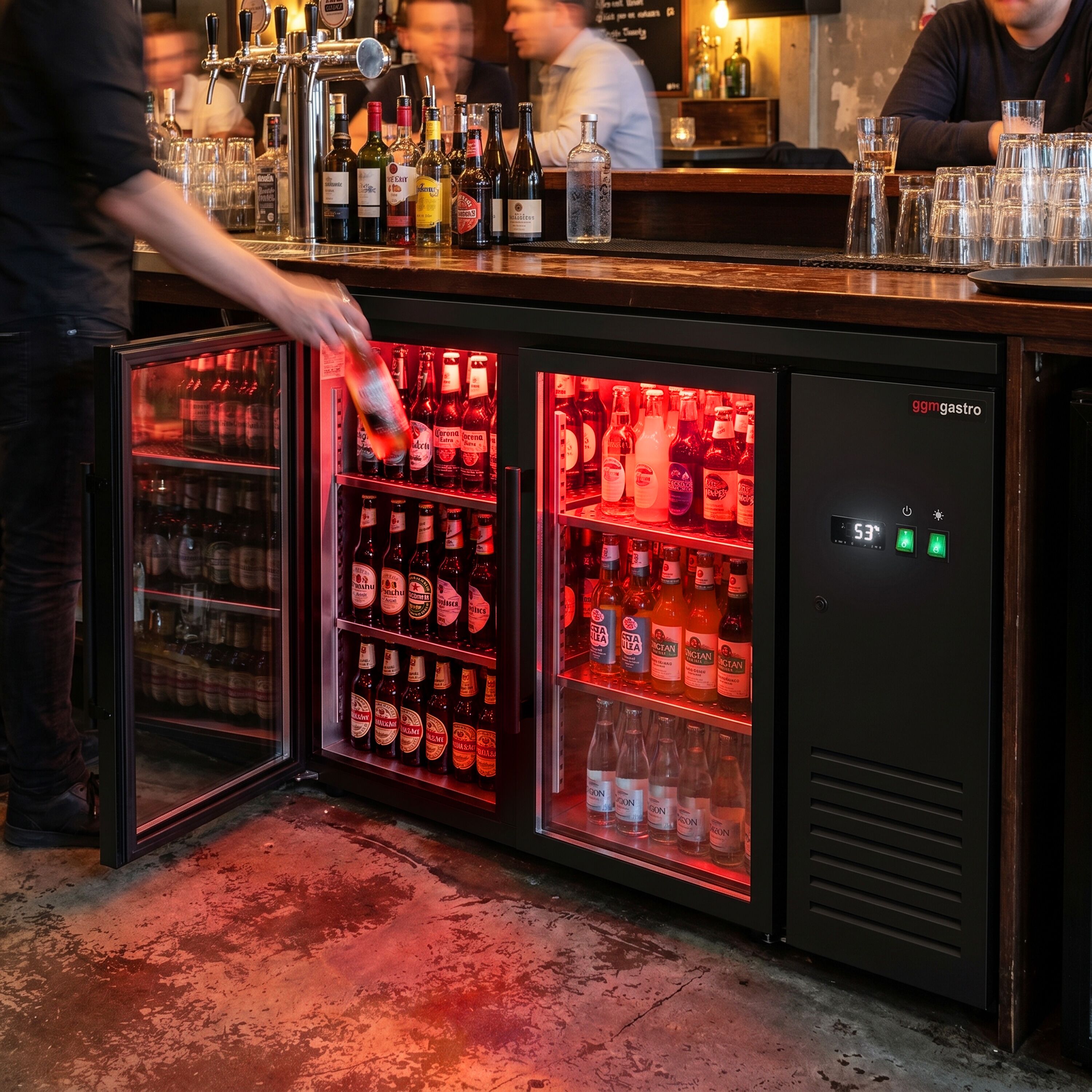 Commercial Back Bar Cooler ECO – 1460 mm – with 2 Glass Doors – with RGB LED Lighting