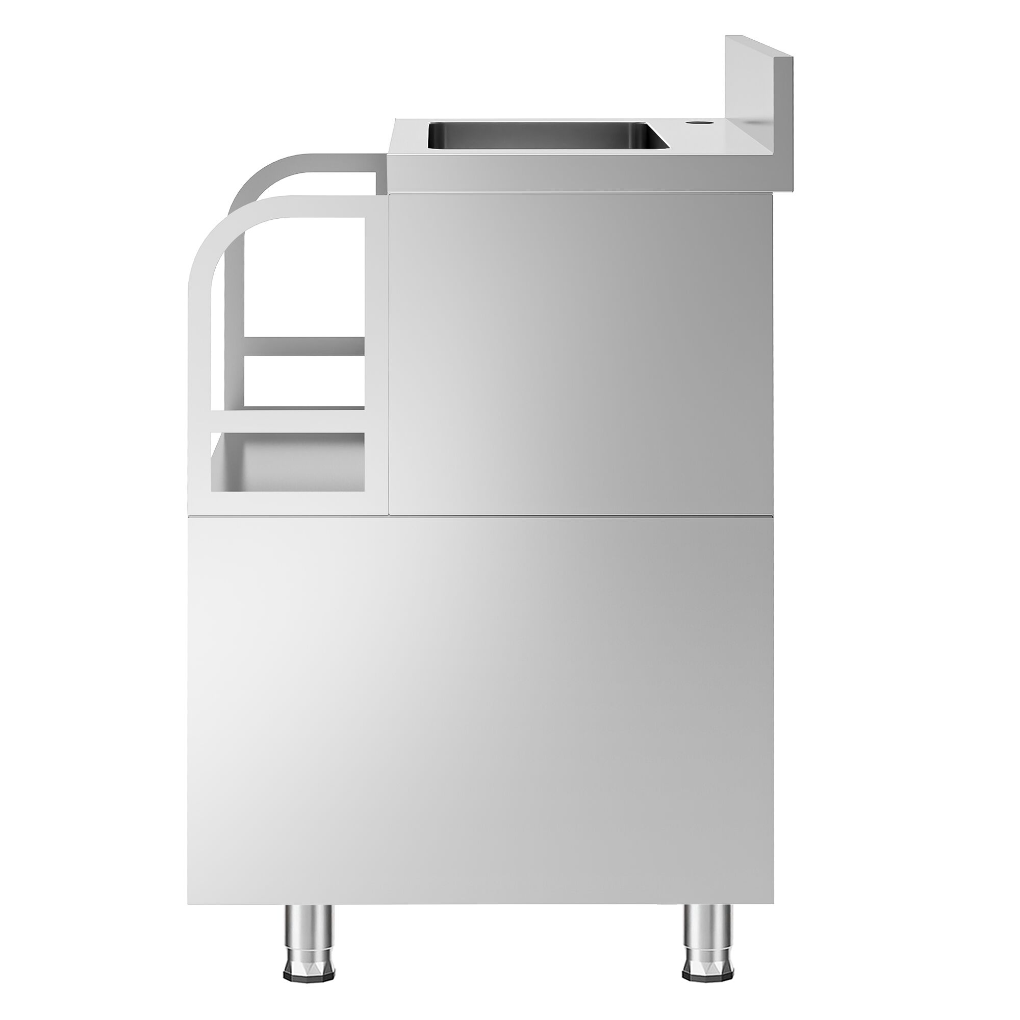 Mueble para batidora de bebidas de acero inoxidable - 400x590mm - con encimera para batidora de bebidas y fregadero