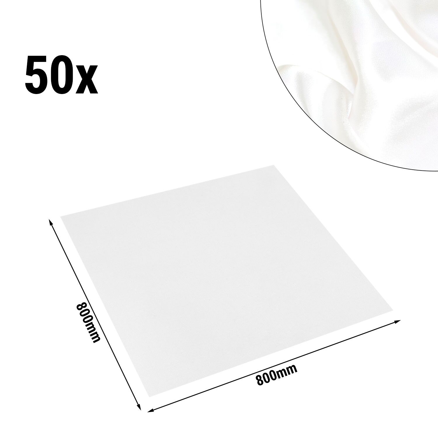(50 pcs) Nappe centre de table damassée Porto - uni satiné - 80x80cm - Blanc