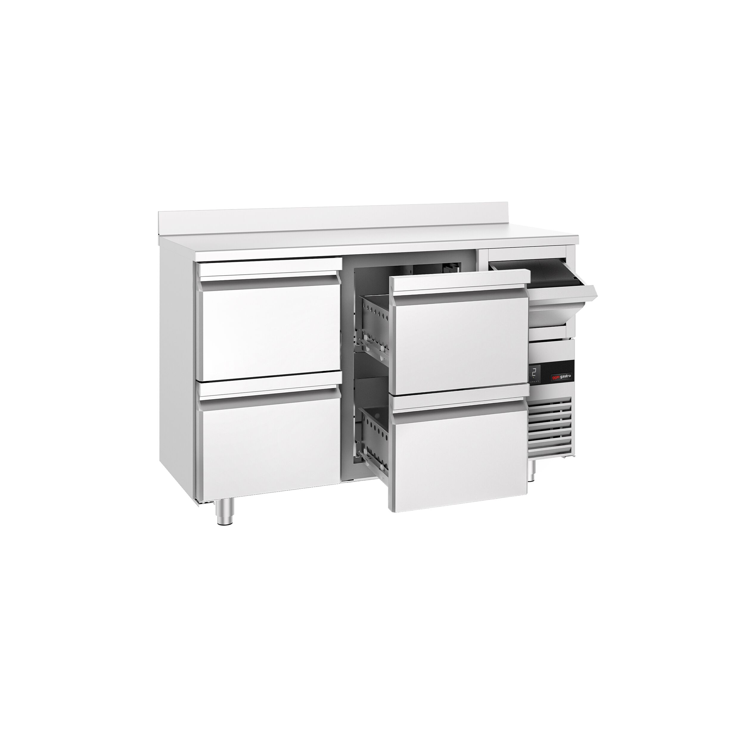 Arrière-bar réfrigéré professionnel  PREMIUM - 1580x600 mm - 4 tiroirs, dosseret & bac à marc pour café