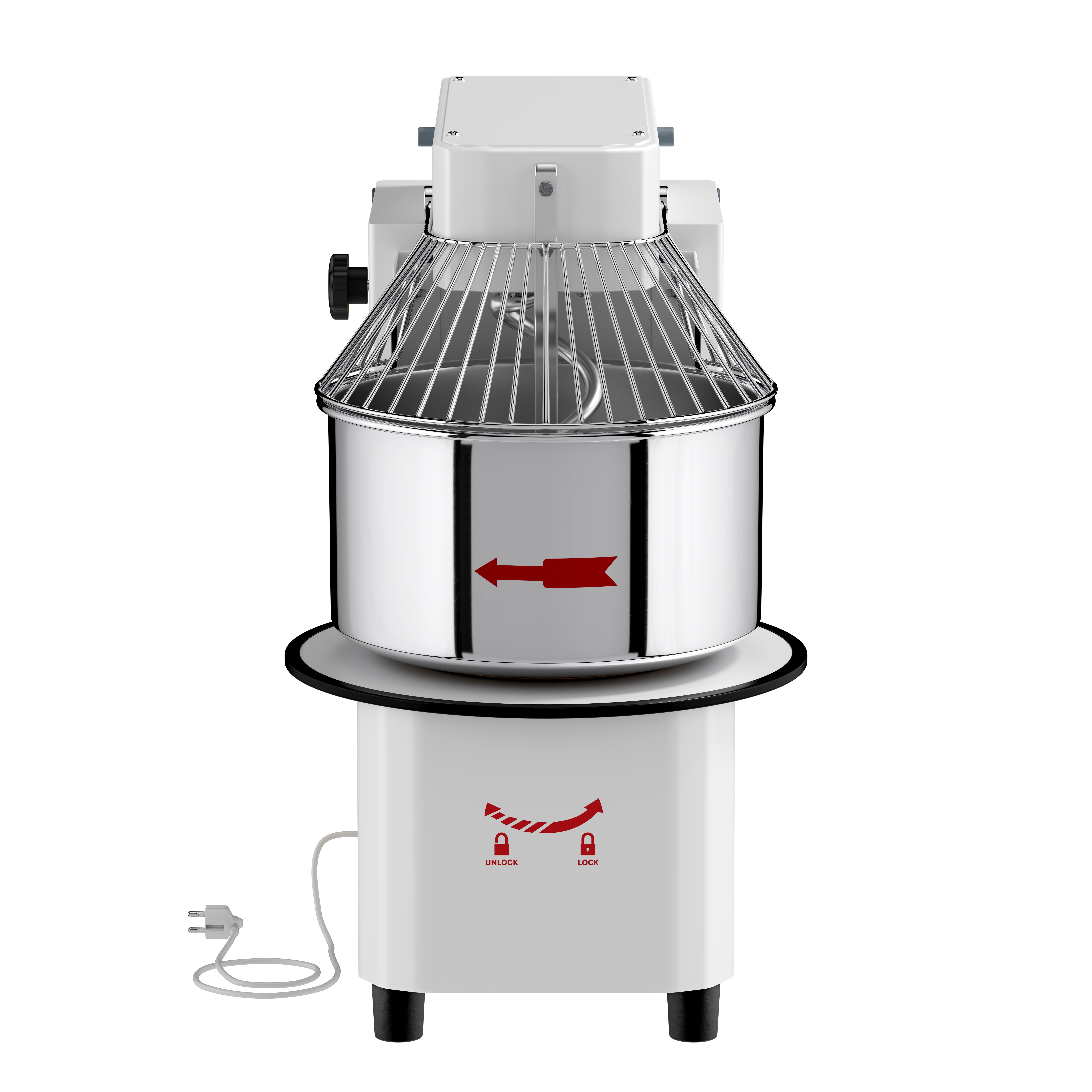 Pétrin à Pâte / Pétrin à spirale - 22 Litres / 18 kg - 1 Vitesse - Cuve Amovible & Tête Relevable - Fonction Minuterie