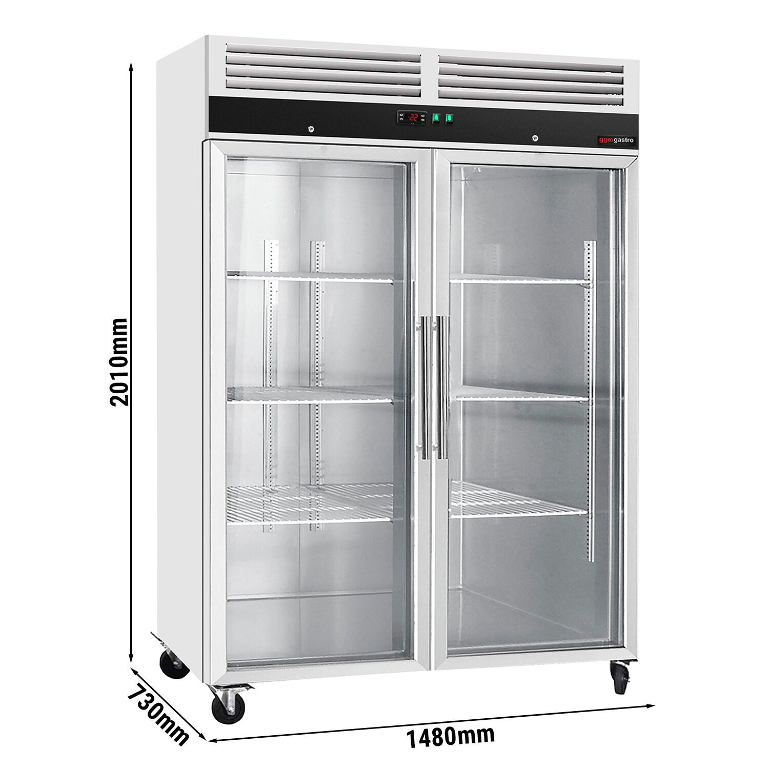 Armoire réfrigérée négative en acier inoxydable inox ECO – 1200 litres – avec 2 portes vitrées