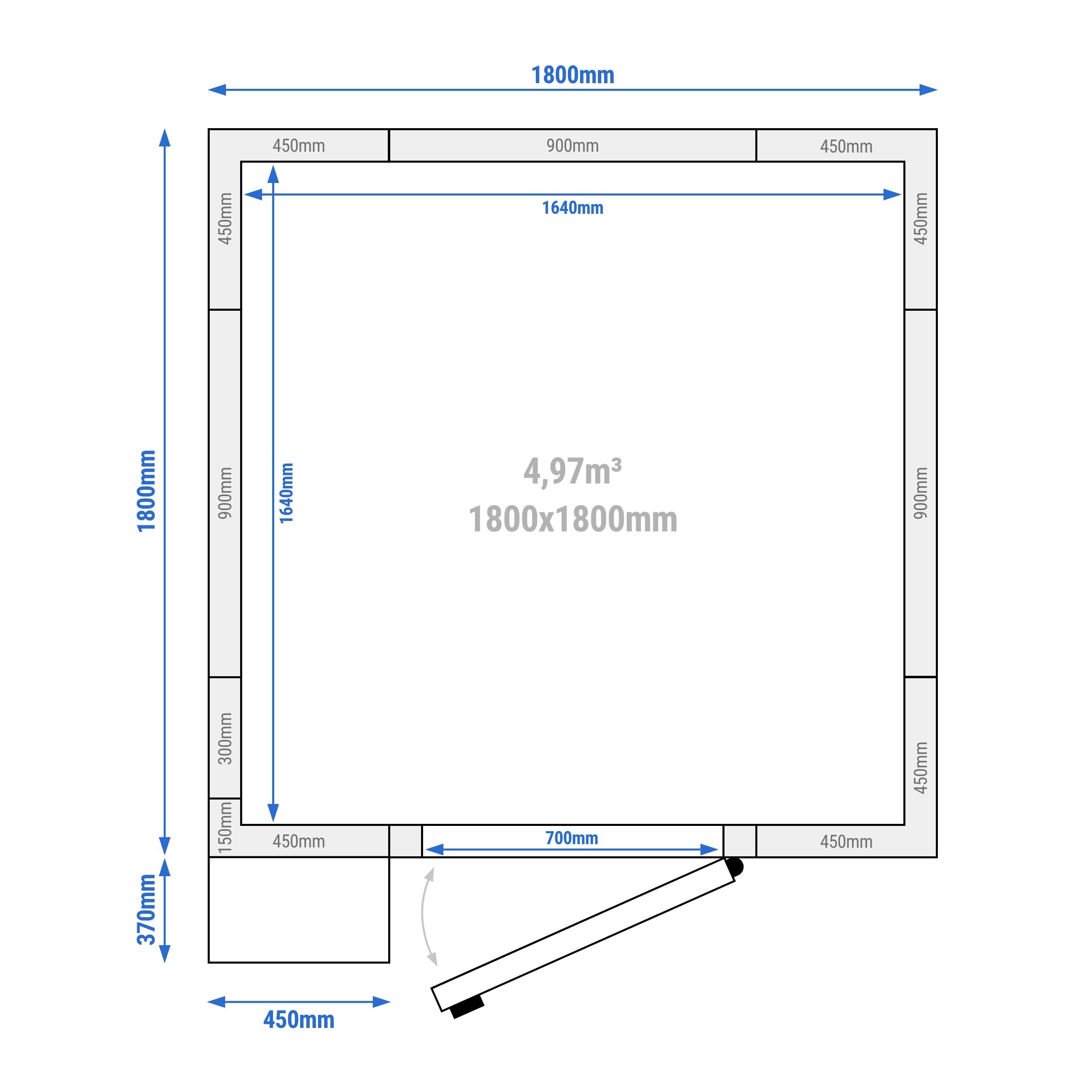 Chambre froide - 1800 x 1800 mm - 4,97 m³ - groupe frigorifique inclus