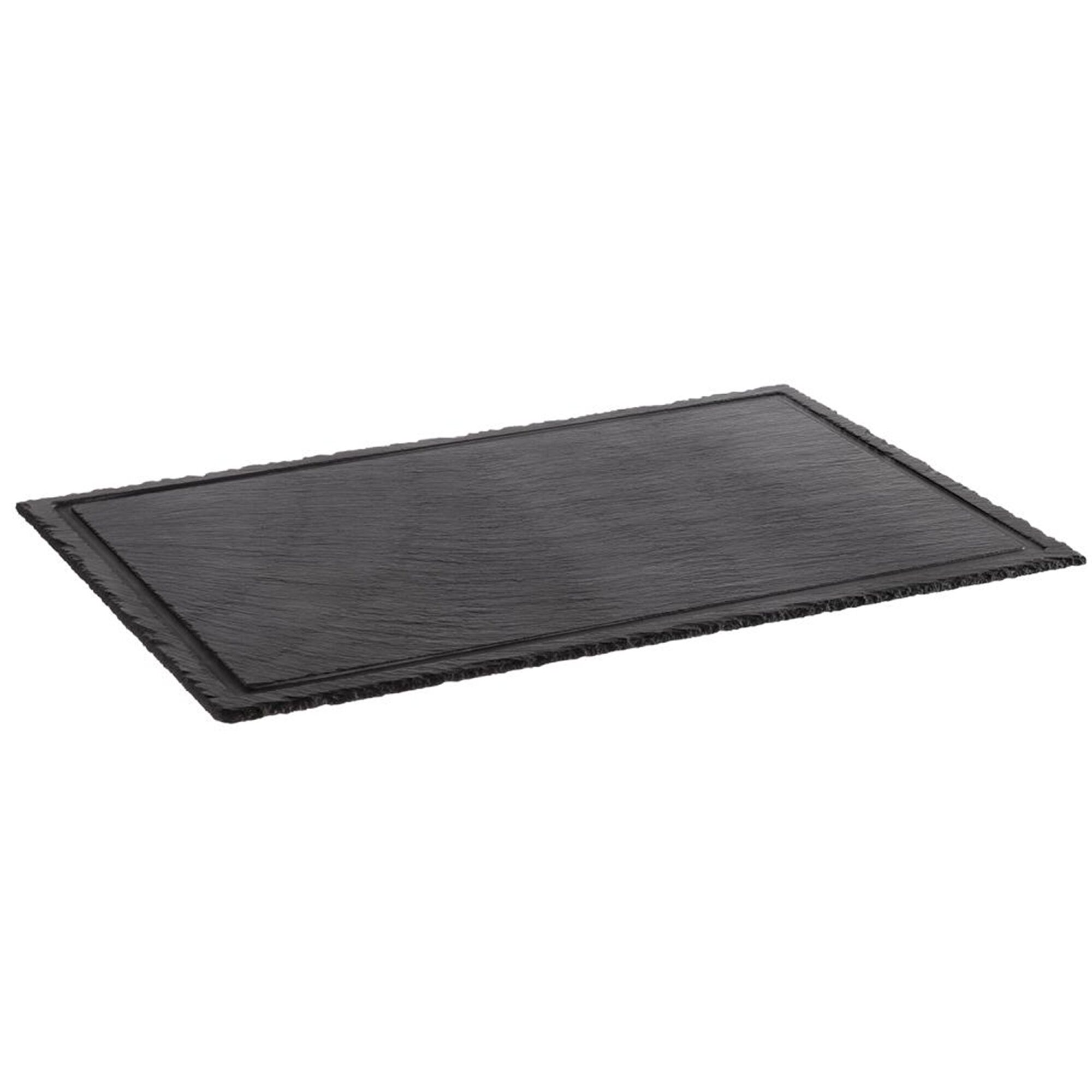 (6 unid) Tábua de ardósia - Ardósia natural - 580x380mm - com sulco para líquidos - Preto