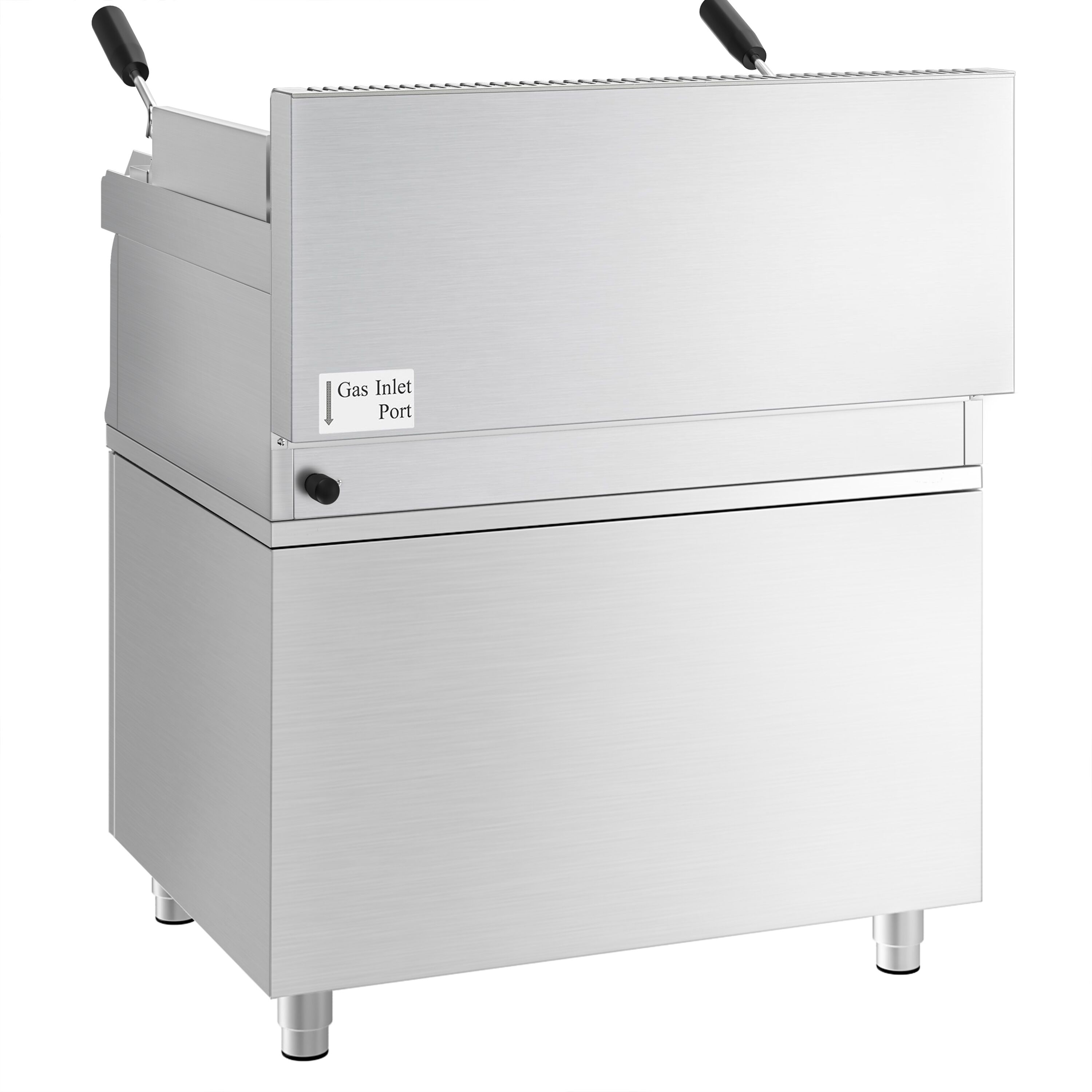 Grill à pierre de lave à gaz – 14 kW – grille inclinable – incl. soubassement avec 2 portes