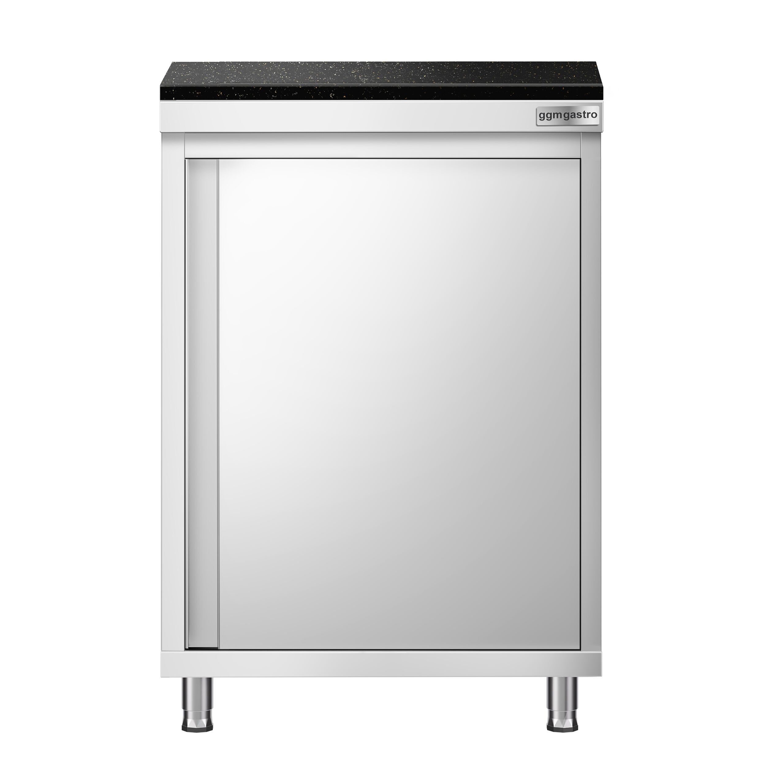 Stainless Steel Work Cabinet PREMIUM - 600x600mm - with hinged door - incl. granite worktop