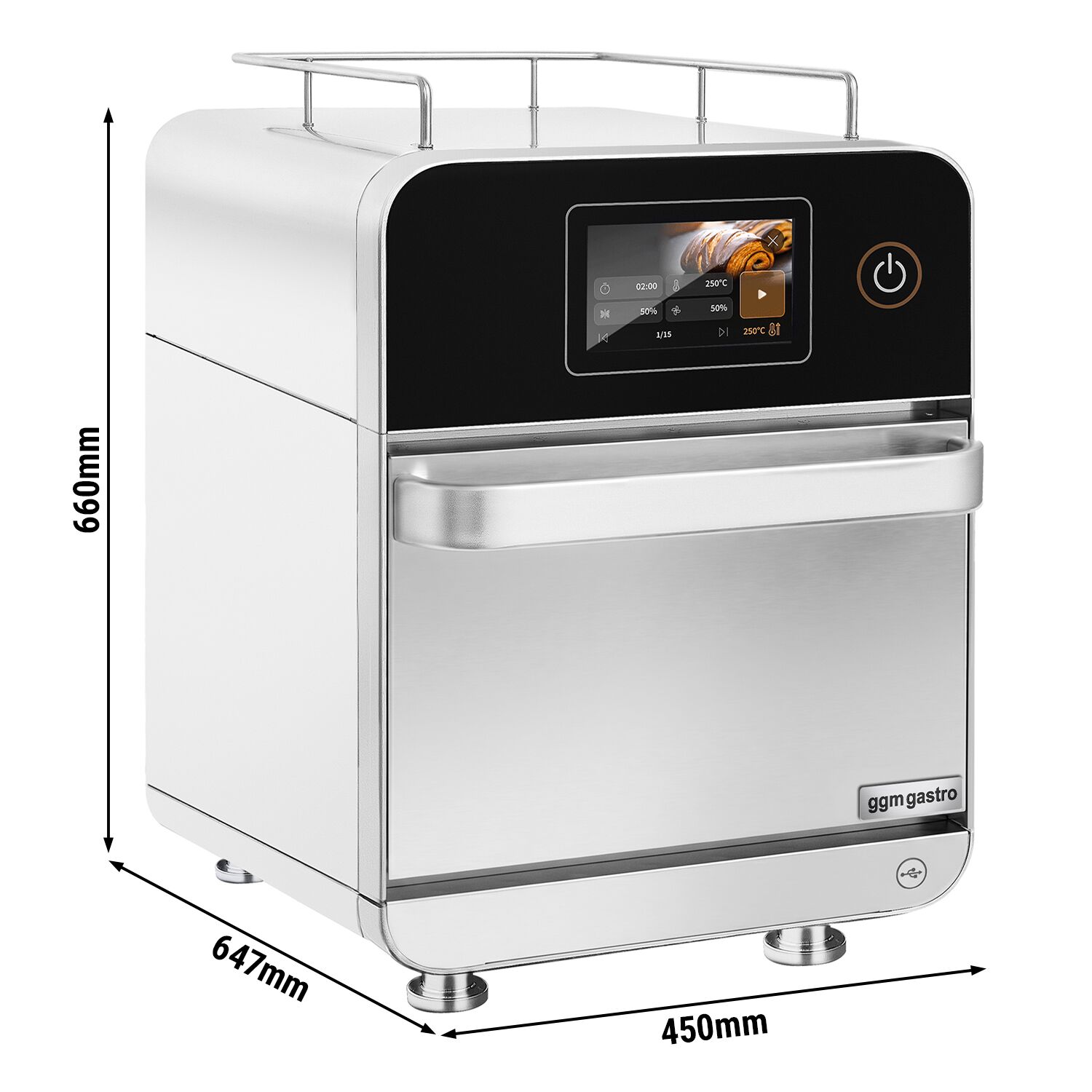 Speedofen - 3,5 kW - Silber - mit Heißluft & Mikrowellenfunktion - 18 Liter - 7-Zoll-Touchscreen