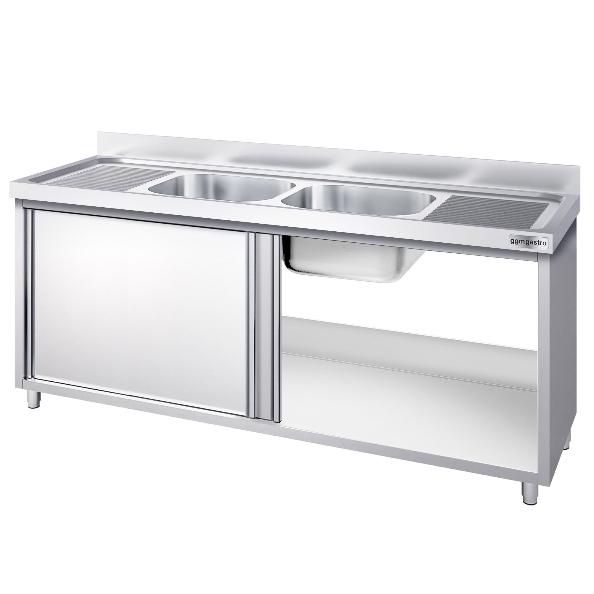Meuble plonge PREMIUM - 2000x700mm - avec 2 bacs