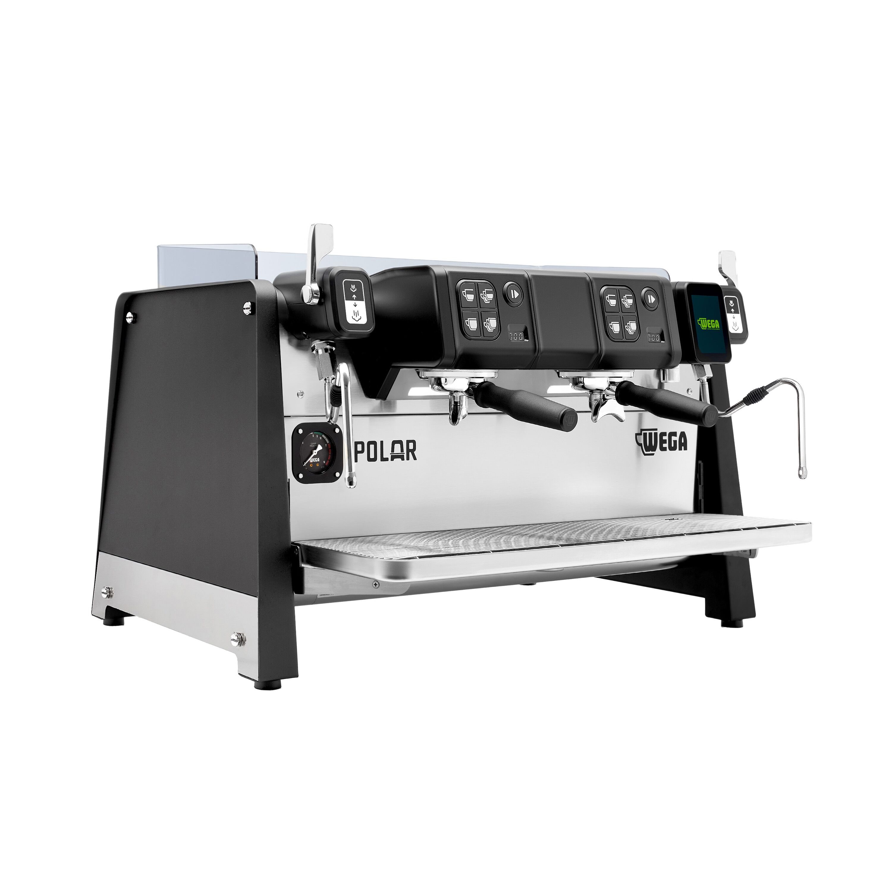 WEGA | Polar - Siebträgermaschine - 2 Gruppig - 5,2 kW - mit Shot Counter - Touch - Schwarz