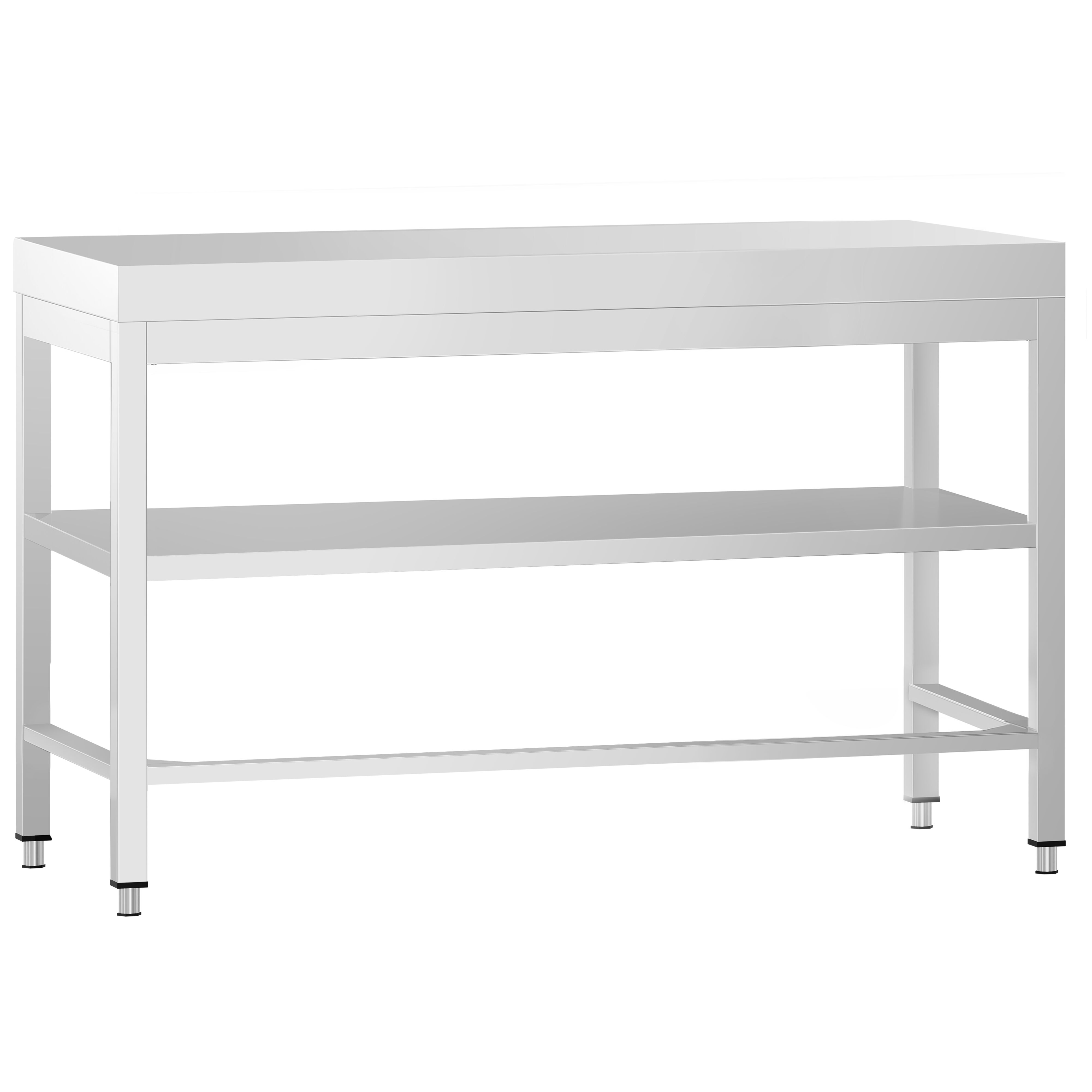 Table de travail inox PREMIUM - 1200 x 600 mm - avec tablette inférieure & Renforts