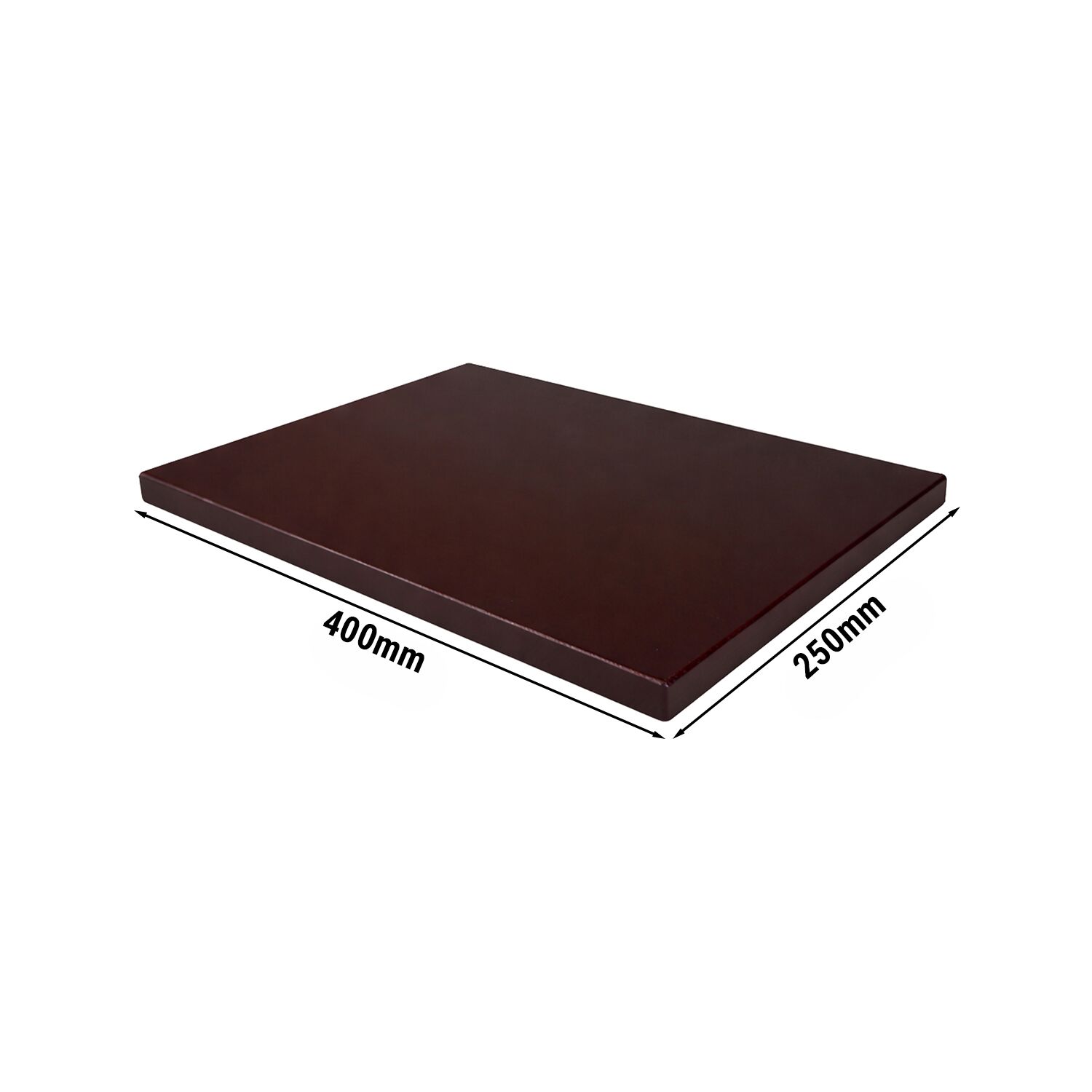 Planche à découper - 250x400mm - Épaisseur: 20mm - Conforme HACCP - Polyéthylène - Marron