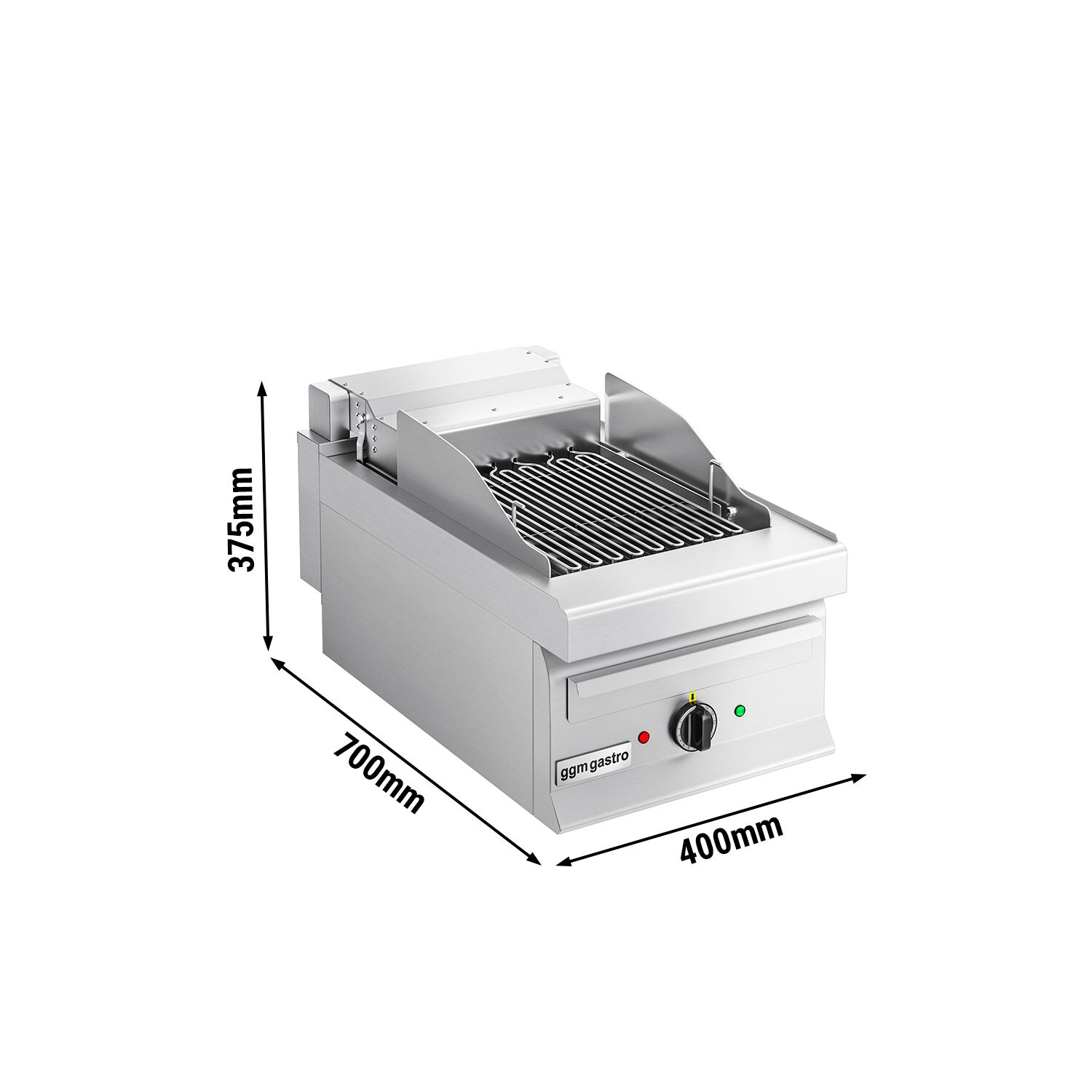 Grill électrique professionnel direct à eau - 3,75kW - de table - P700mm - grille inclinable
