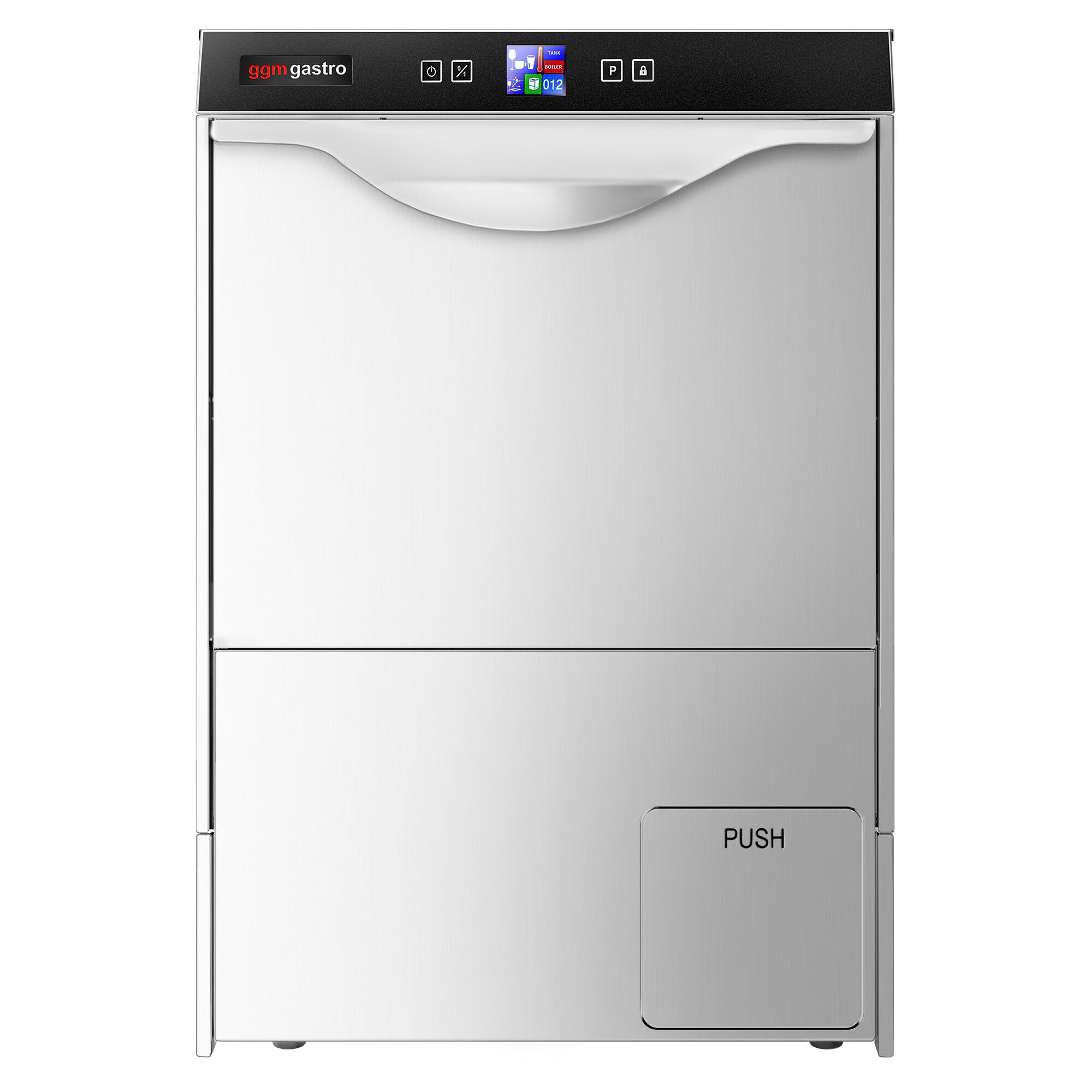 Lave-vaisselle professionnel - Panier 50x50cm - Commandes électroniques - 3,55kW - avec pompe de vidange + pompes doseuses détergent et liquide de rinçage