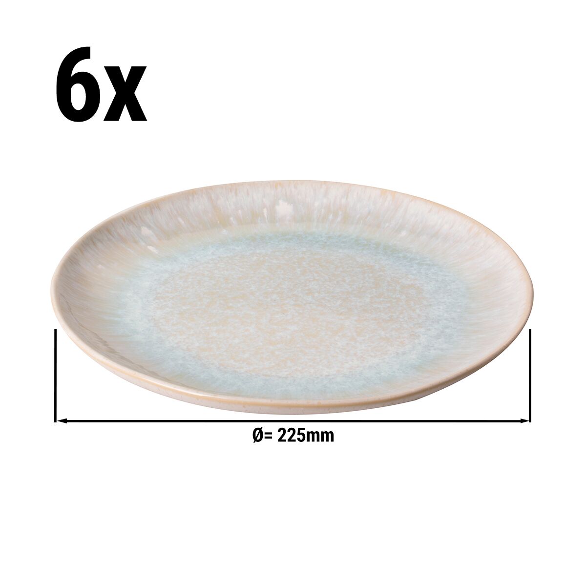 (6 stuks) LIGHT BLUE SEA - Plat bord - Ø 22,5 cm - Blauw